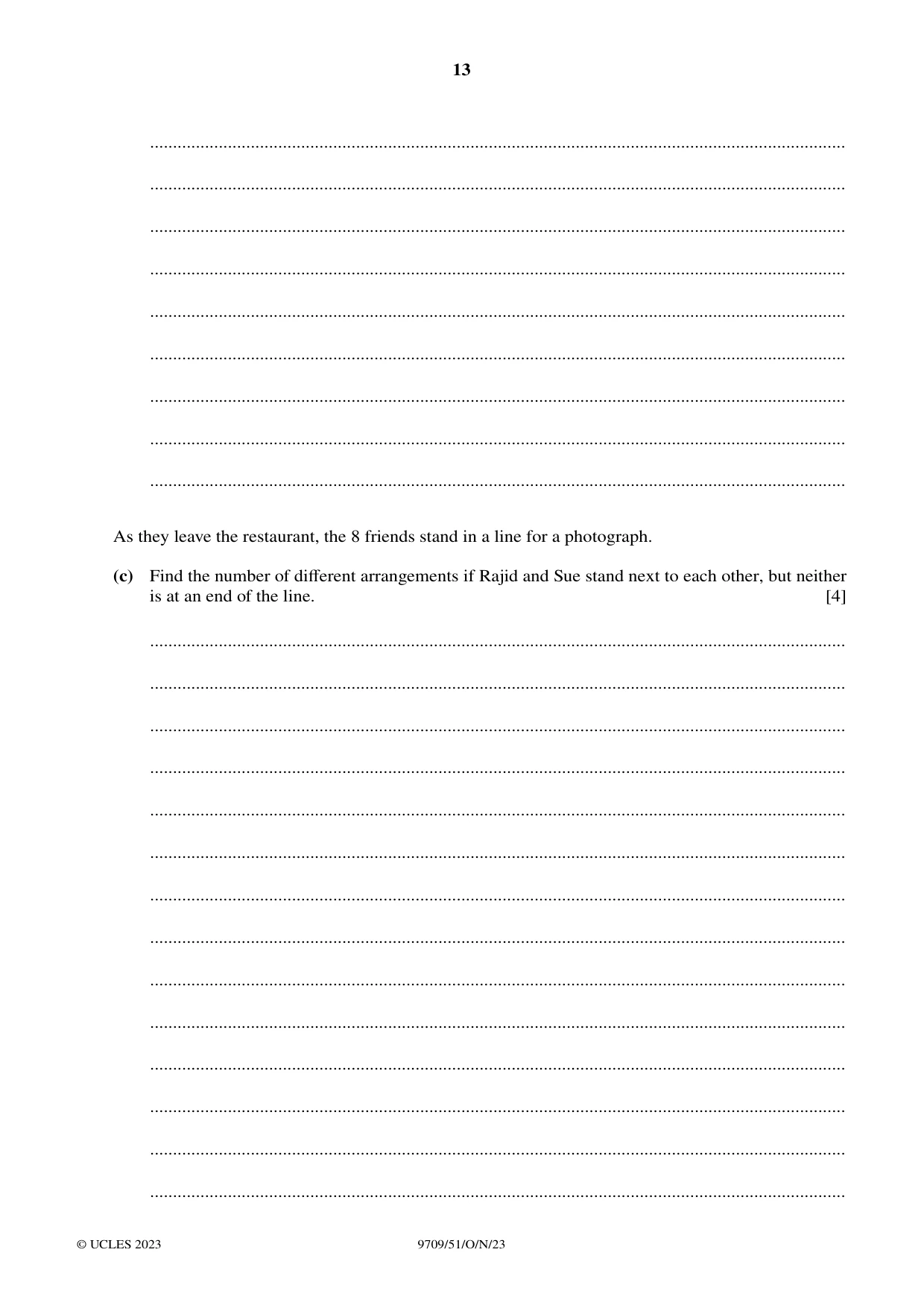 Cambridge A Level Mathematics 9709 2023 Oct/Nov Paper 5 · Variant 1 question paper, page 13 of 16