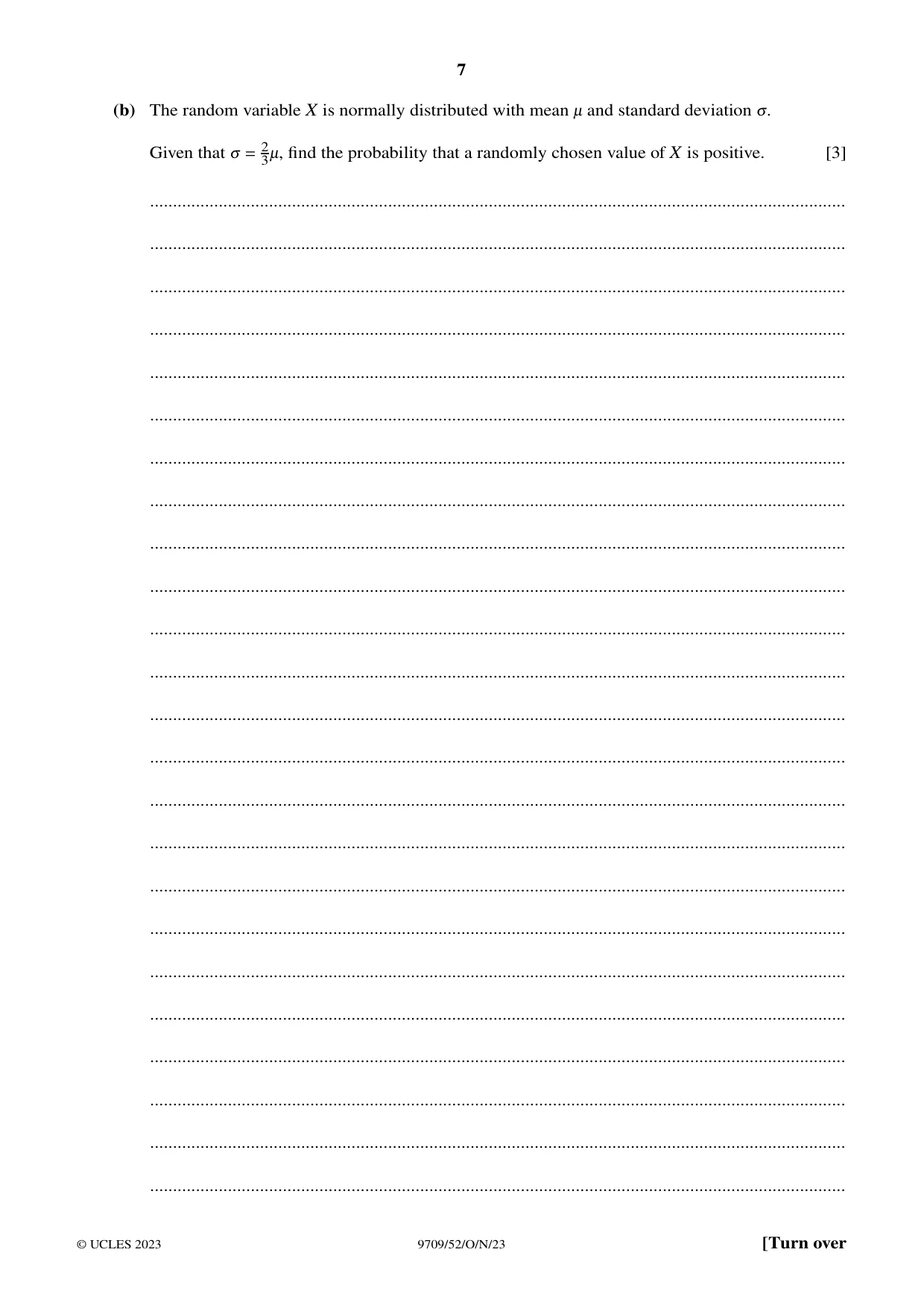 Cambridge A Level Mathematics 9709 2023 Oct/Nov Paper 5 · Variant 2 question paper, page 7 of 12