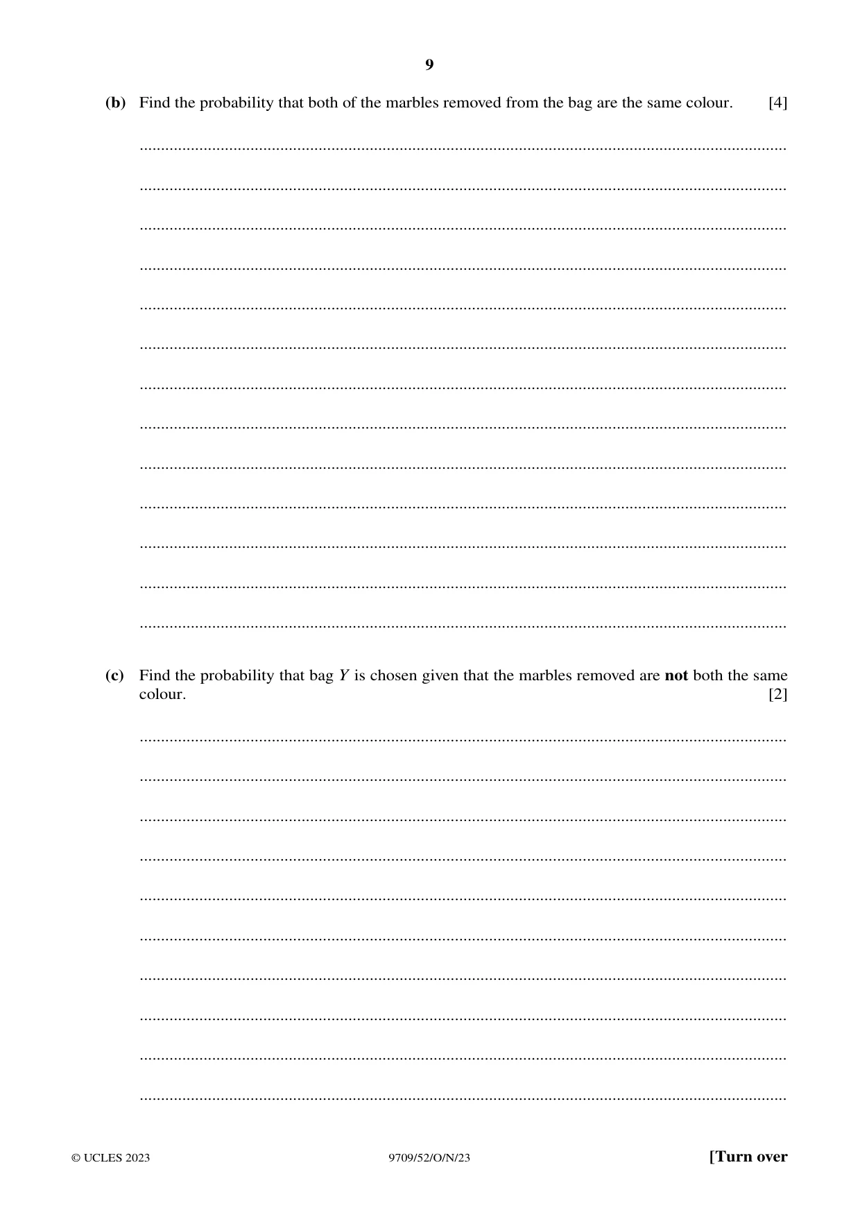 Cambridge A Level Mathematics 9709 2023 Oct/Nov Paper 5 · Variant 2 question paper, page 9 of 12