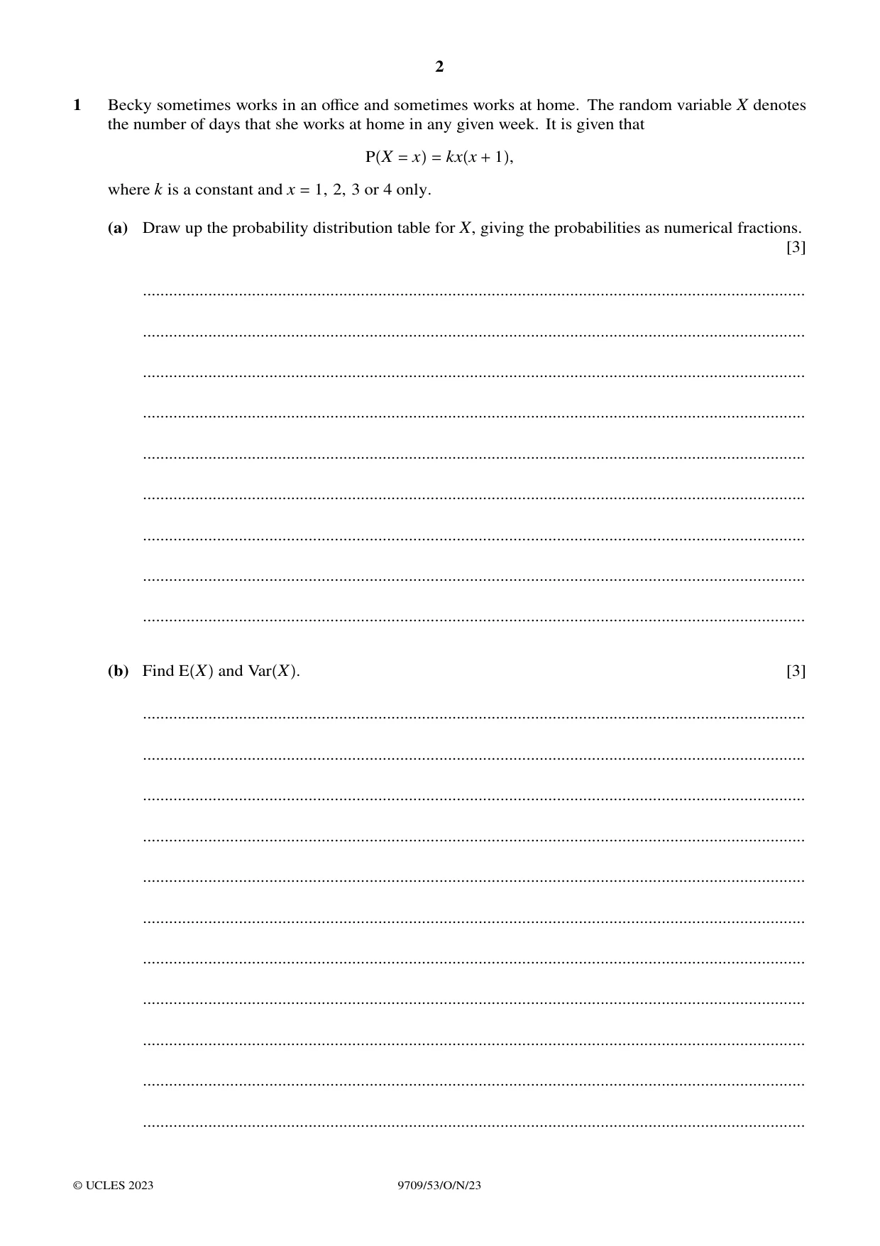 Cambridge A Level Mathematics 9709 2023 Oct/Nov Paper 5 · Variant 3 question paper, page 2 of 12