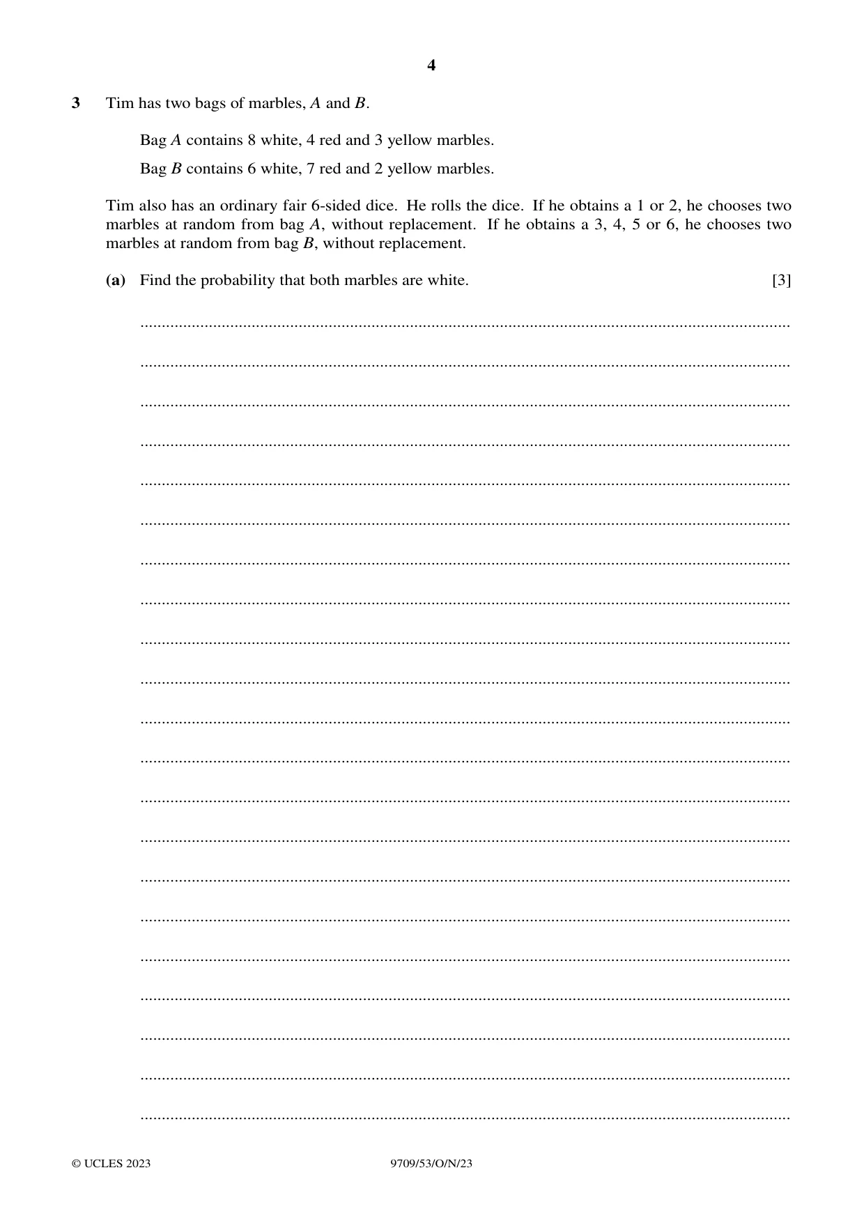 Cambridge A Level Mathematics 9709 2023 Oct/Nov Paper 5 · Variant 3 question paper, page 4 of 12