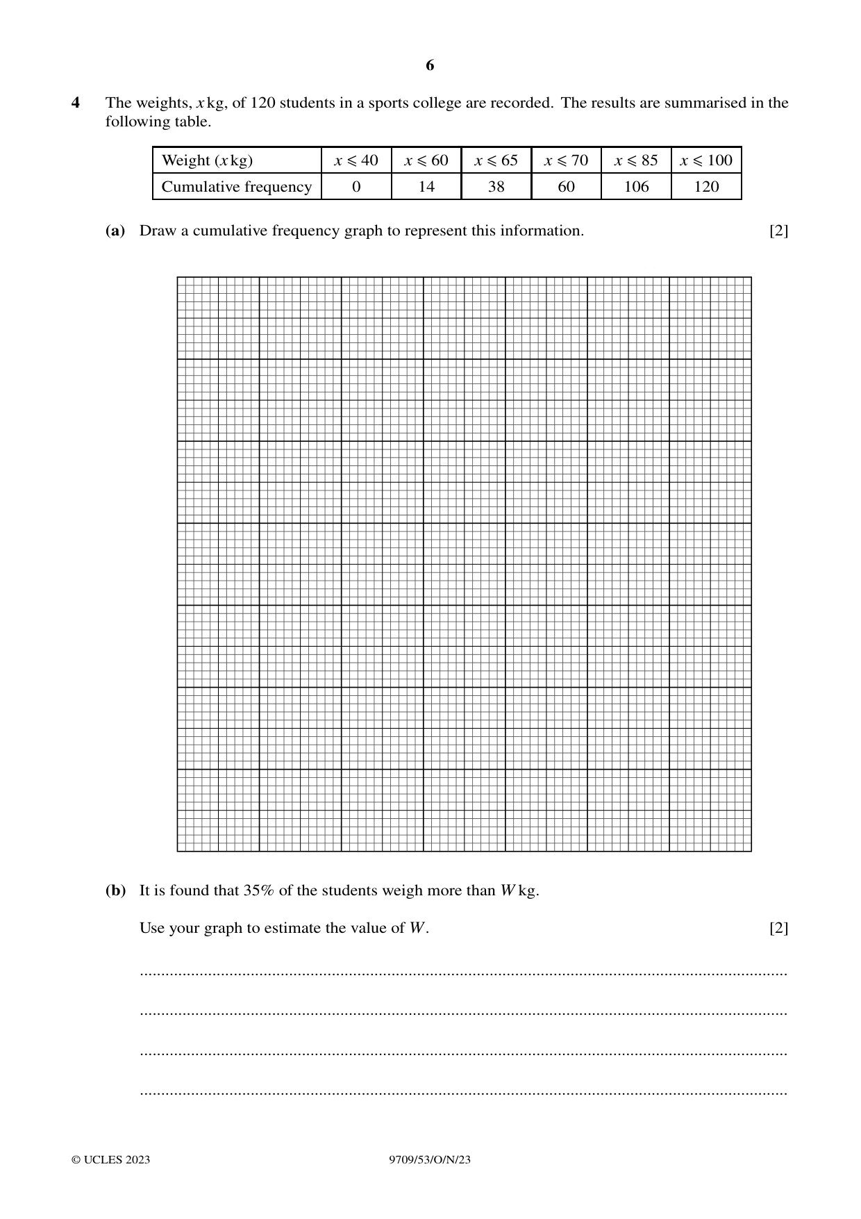 Cambridge A Level Mathematics 9709 2023 Oct/Nov Paper 5 · Variant 3 question paper, page 6 of 12