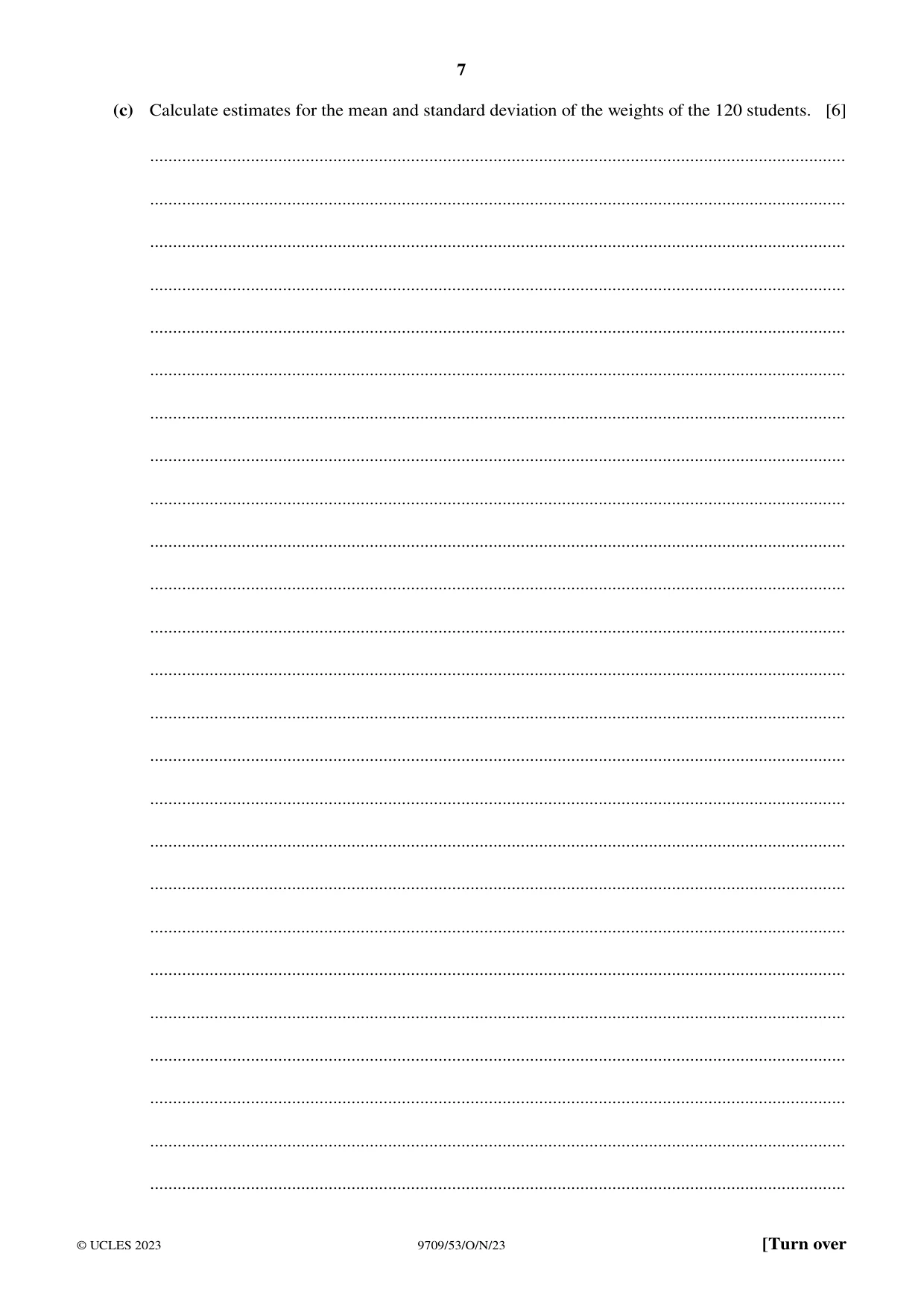 Cambridge A Level Mathematics 9709 2023 Oct/Nov Paper 5 · Variant 3 question paper, page 7 of 12