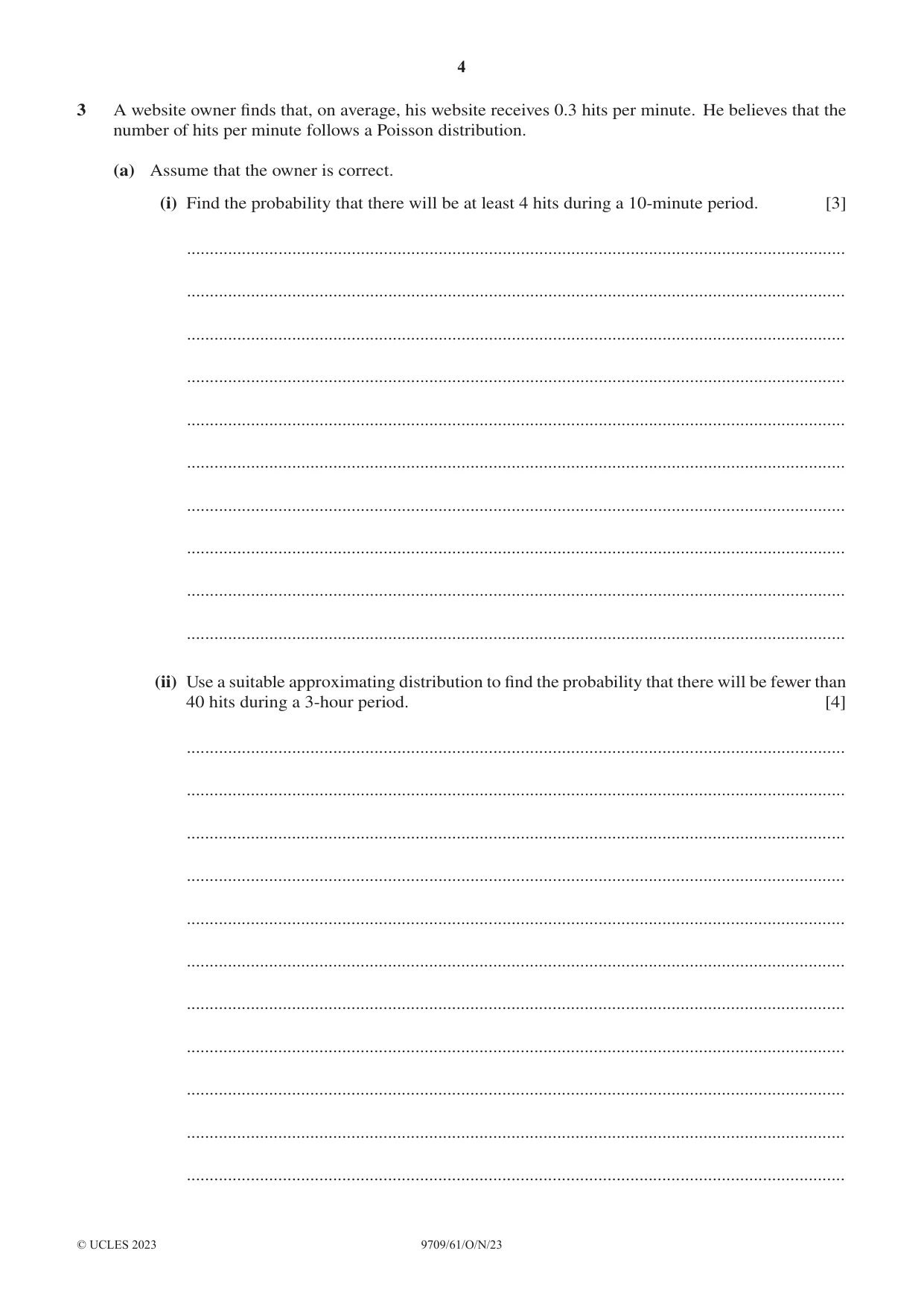 Cambridge A Level Mathematics 9709 2023 Oct/Nov Paper 6 · Variant 1 question paper, page 4 of 16
