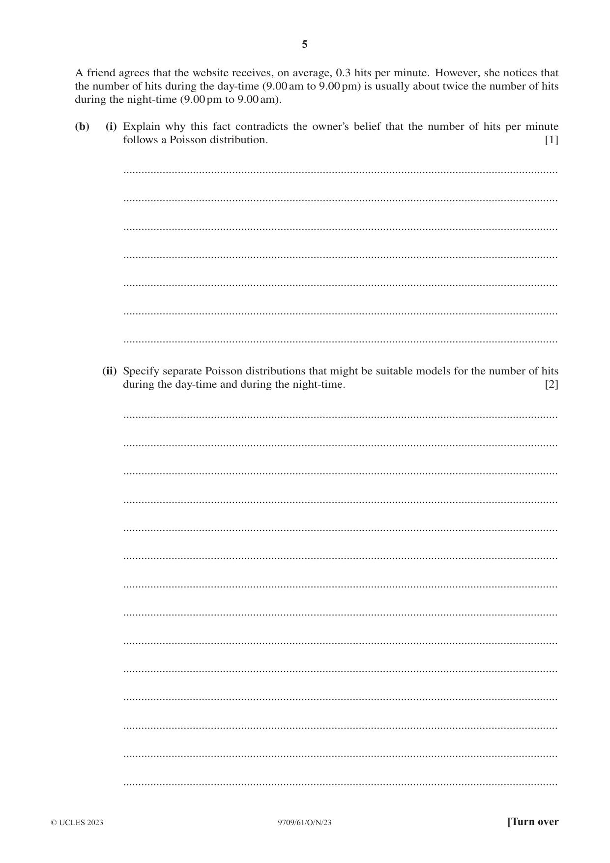 Cambridge A Level Mathematics 9709 2023 Oct/Nov Paper 6 · Variant 1 question paper, page 5 of 16