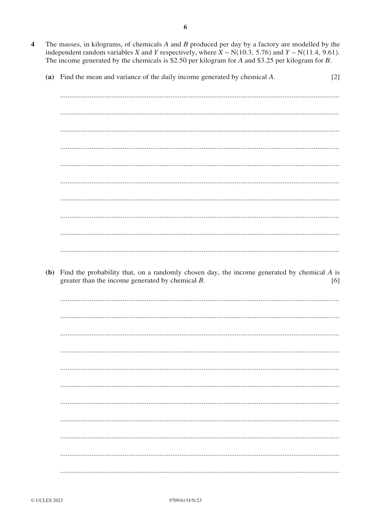 Cambridge A Level Mathematics 9709 2023 Oct/Nov Paper 6 · Variant 1 question paper, page 6 of 16