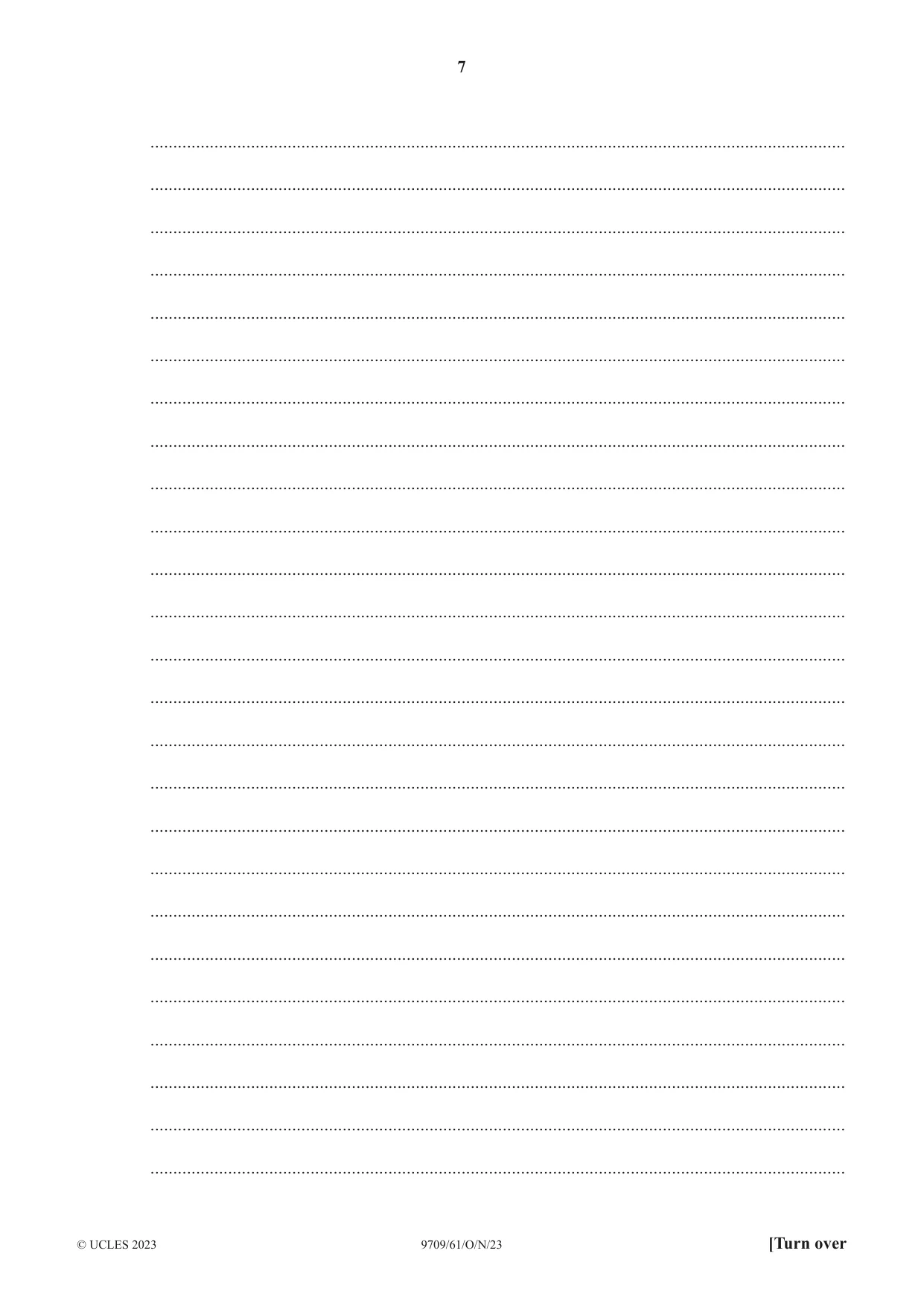 Cambridge A Level Mathematics 9709 2023 Oct/Nov Paper 6 · Variant 1 question paper, page 7 of 16