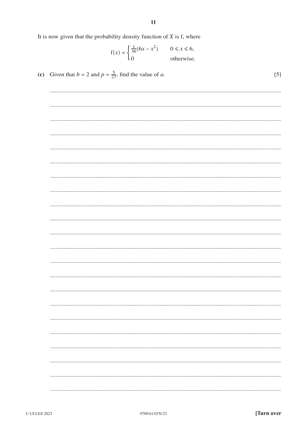 Cambridge A Level Mathematics 9709 2023 Oct/Nov Paper 6 · Variant 1 question paper, page 11 of 16