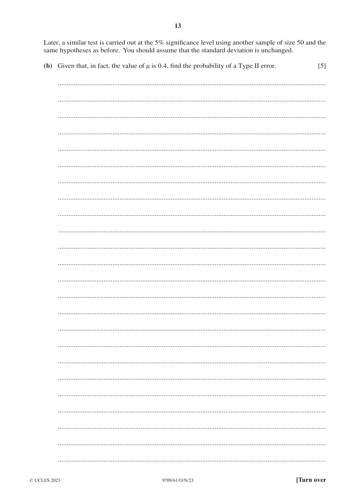 Cambridge A Level Mathematics 9709 2023 Oct/Nov Paper 6 · Variant 1 question paper, page 13 of 16