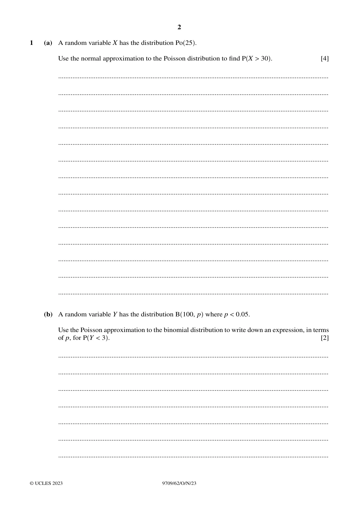 Cambridge A Level Mathematics 9709 2023 Oct/Nov Paper 6 · Variant 2 question paper, page 2 of 16