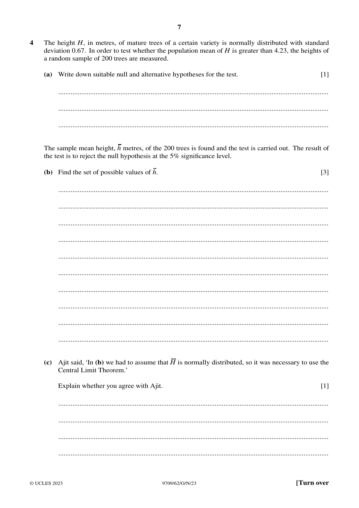 Cambridge A Level Mathematics 9709 2023 Oct/Nov Paper 6 · Variant 2 question paper, page 7 of 16