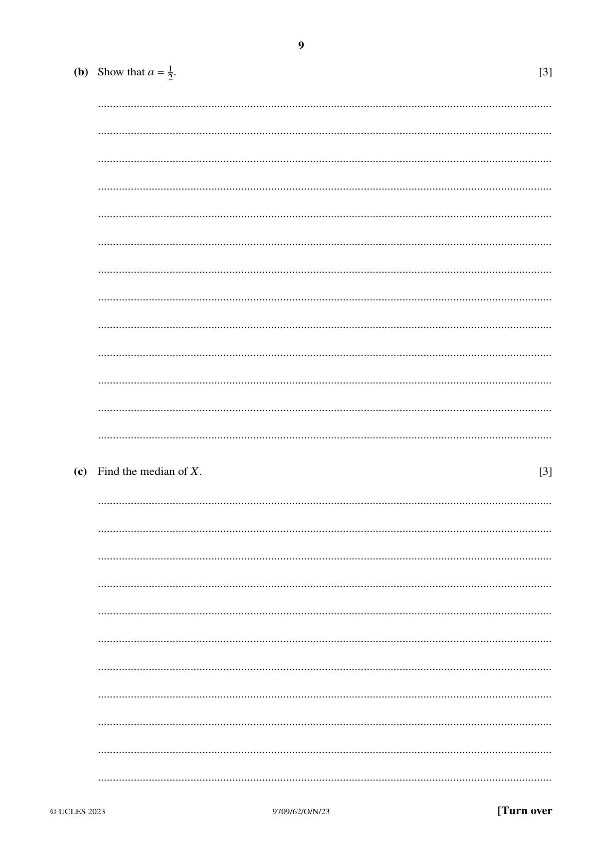 Cambridge A Level Mathematics 9709 2023 Oct/Nov Paper 6 · Variant 2 question paper, page 9 of 16