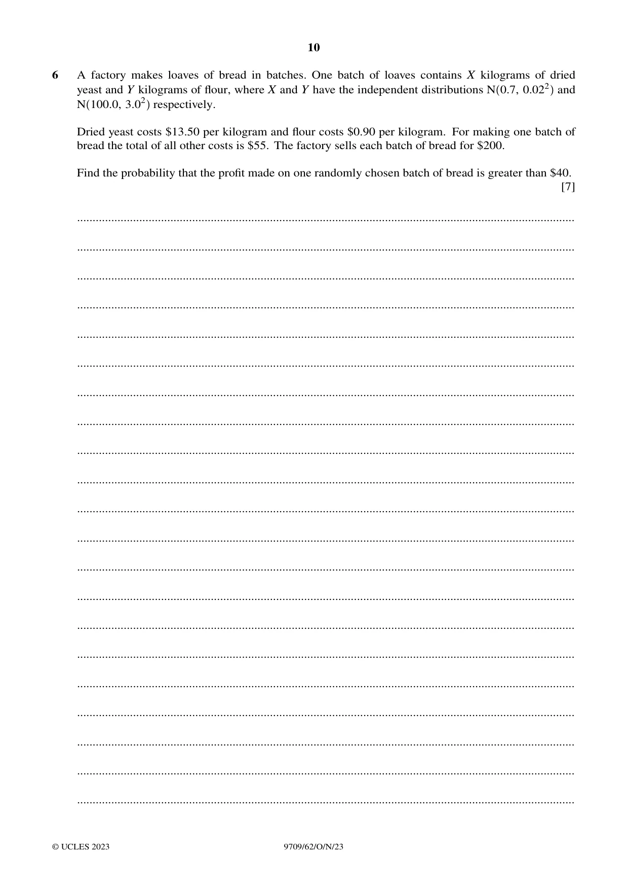Cambridge A Level Mathematics 9709 2023 Oct/Nov Paper 6 · Variant 2 question paper, page 10 of 16