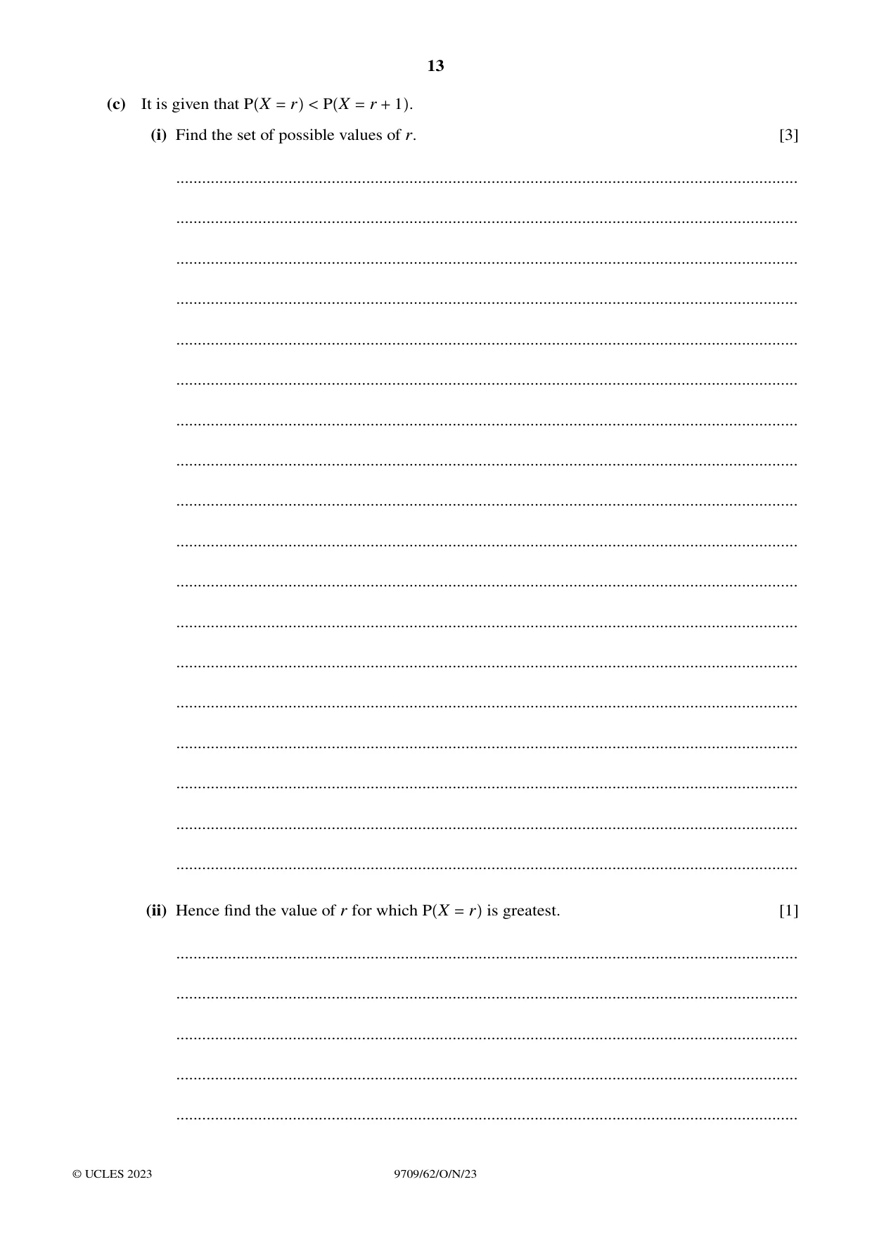 Cambridge A Level Mathematics 9709 2023 Oct/Nov Paper 6 · Variant 2 question paper, page 13 of 16