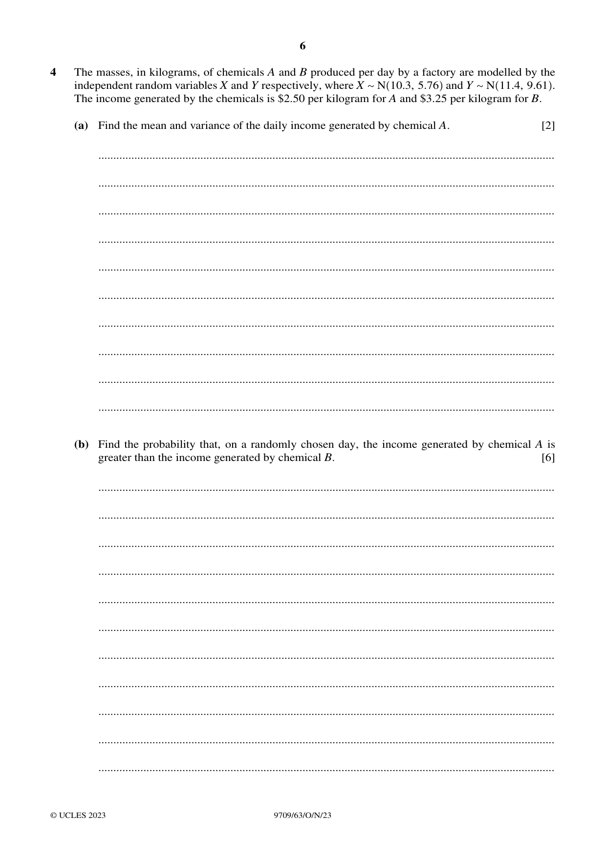 Cambridge A Level Mathematics 9709 2023 Oct/Nov Paper 6 · Variant 3 question paper, page 6 of 16