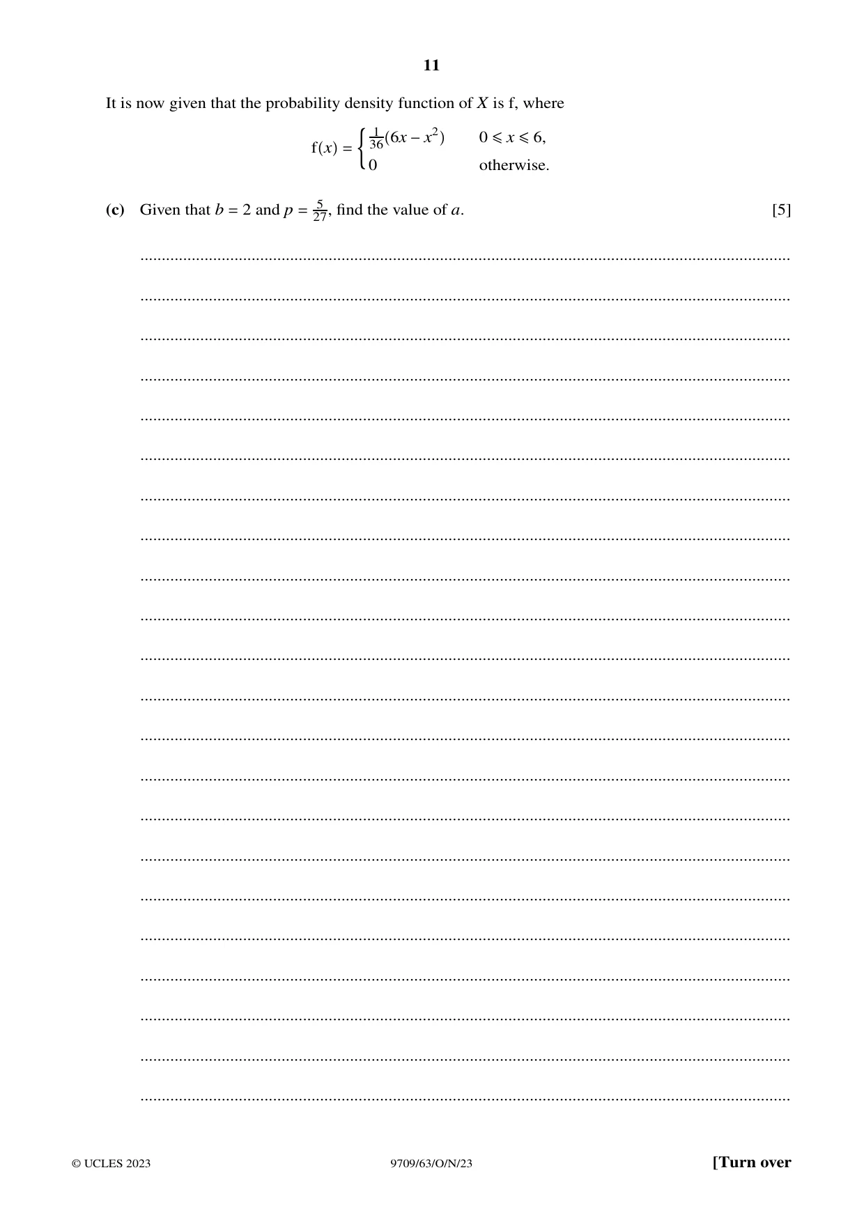 Cambridge A Level Mathematics 9709 2023 Oct/Nov Paper 6 · Variant 3 question paper, page 11 of 16