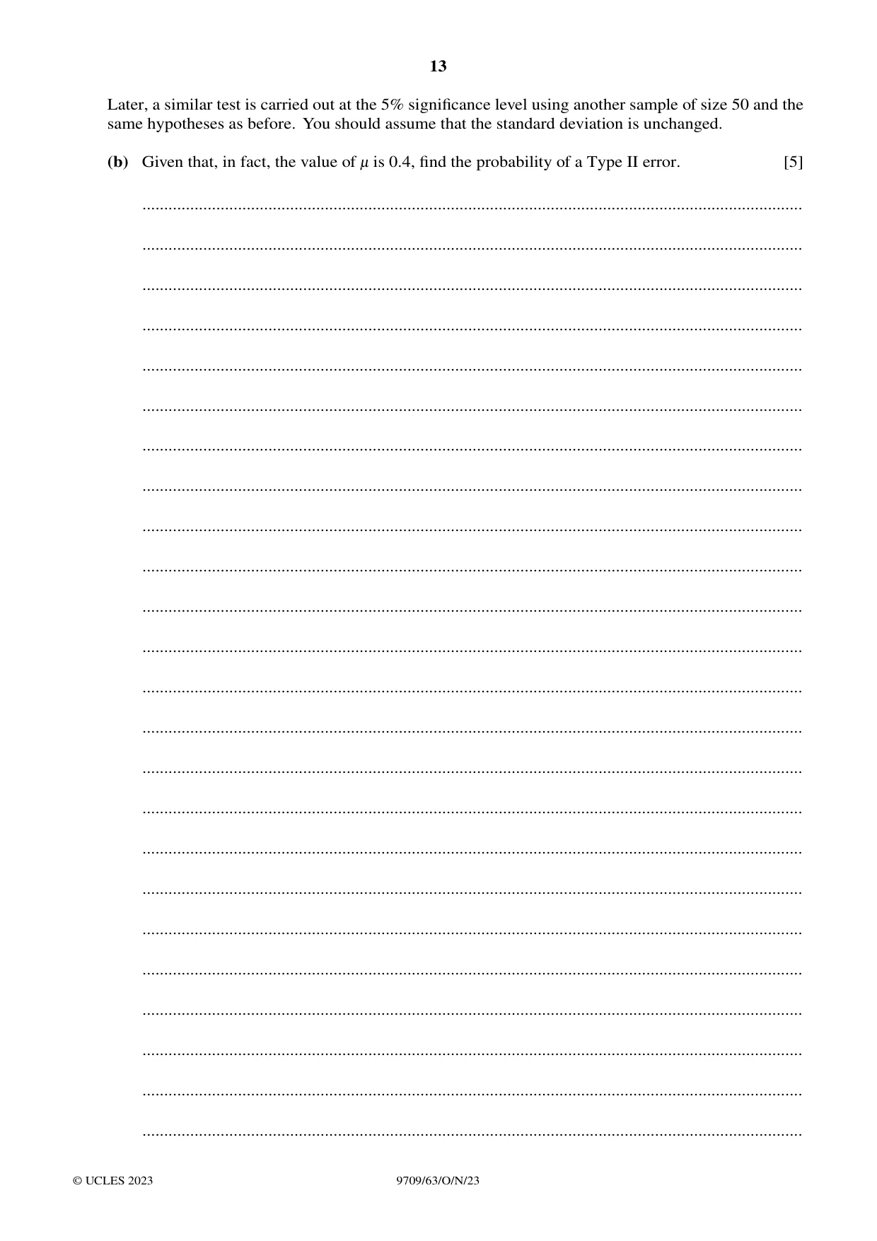 Cambridge A Level Mathematics 9709 2023 Oct/Nov Paper 6 · Variant 3 question paper, page 13 of 16