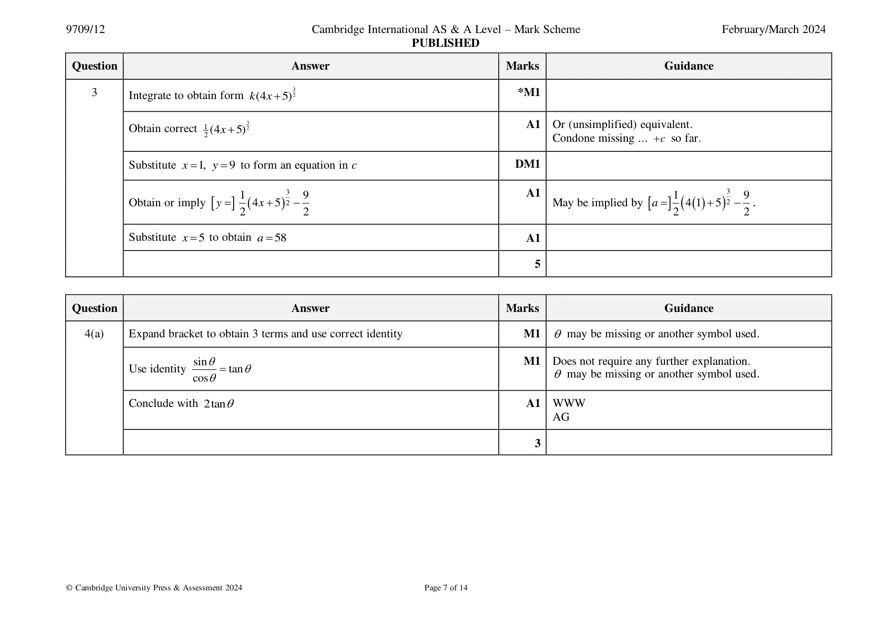 Mark scheme, page 7 of 14