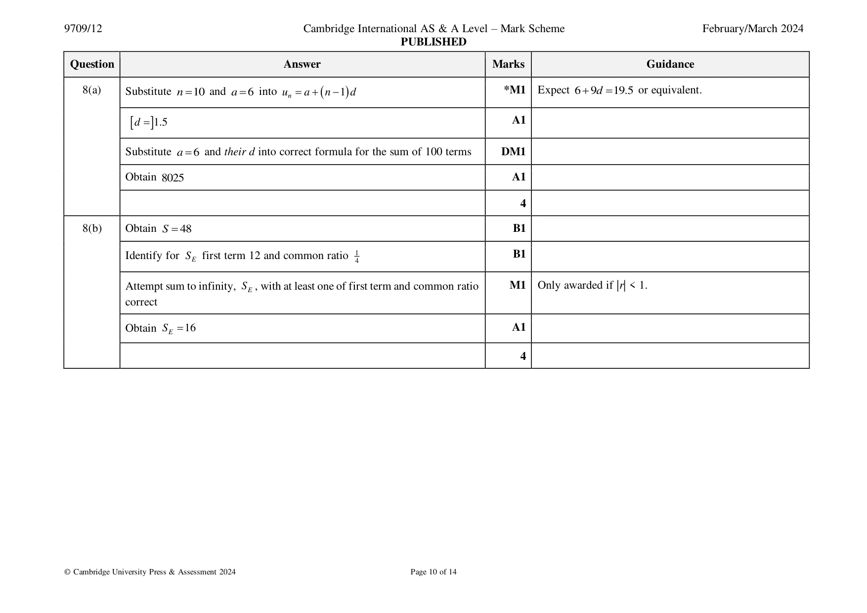 Mark scheme, page 10 of 14
