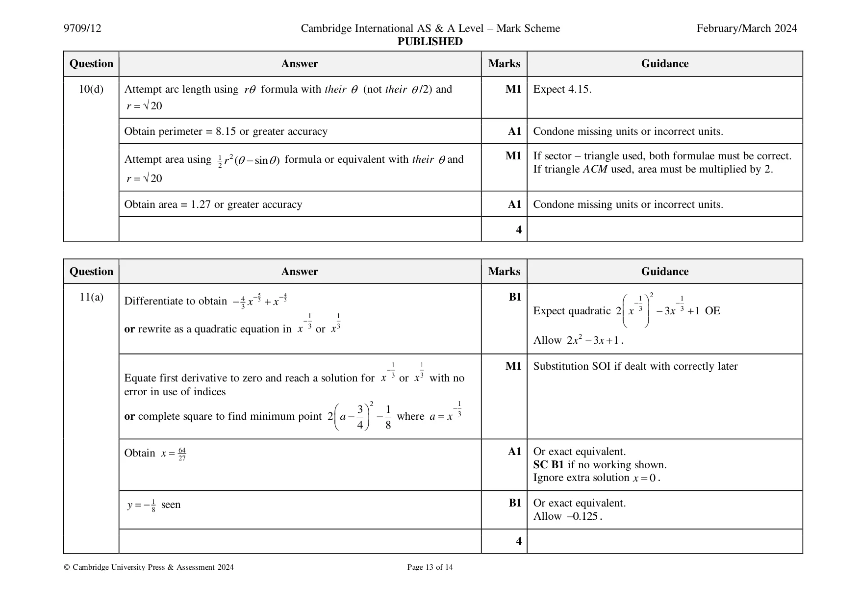 Mark scheme, page 13 of 14