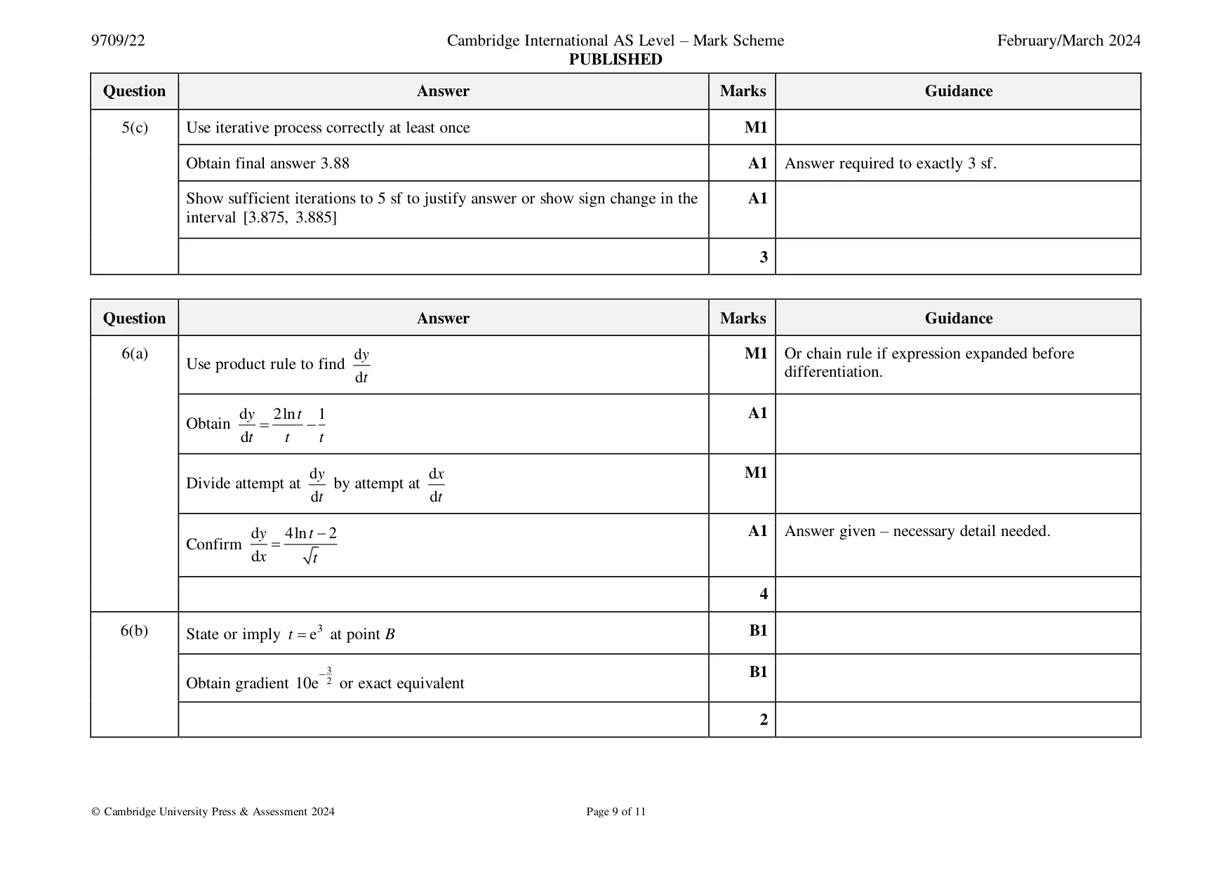 Mark scheme, page 9 of 11