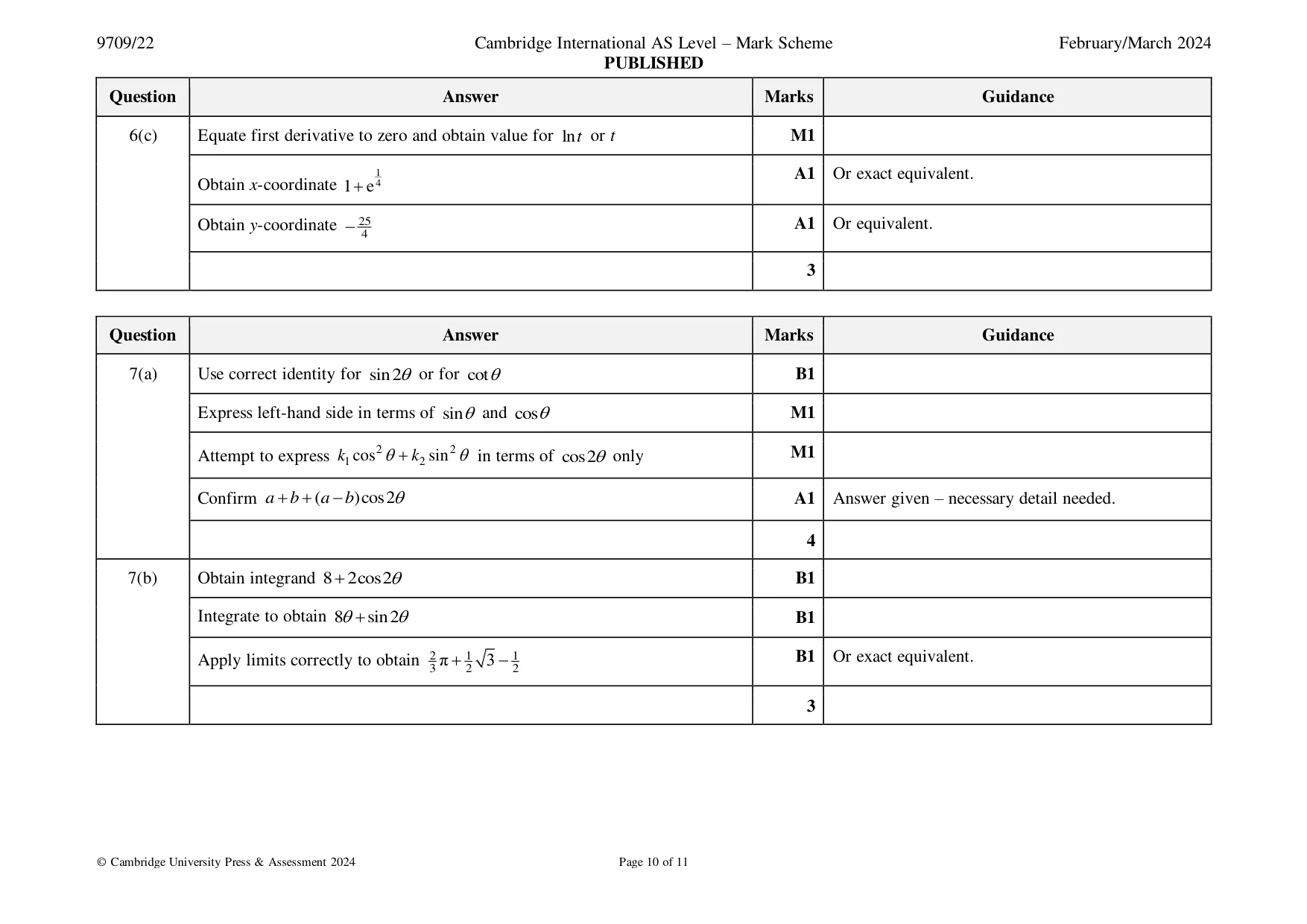 Mark scheme, page 10 of 11