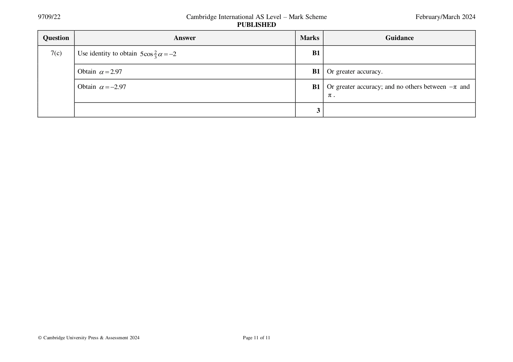 Mark scheme, page 11 of 11