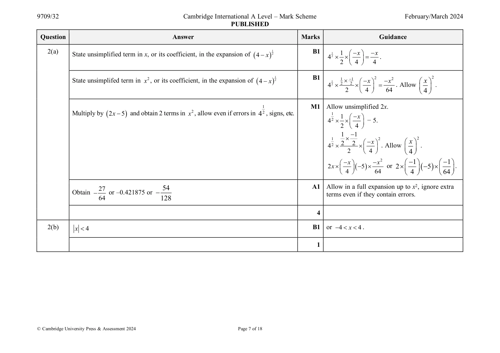 Mark scheme, page 7 of 18