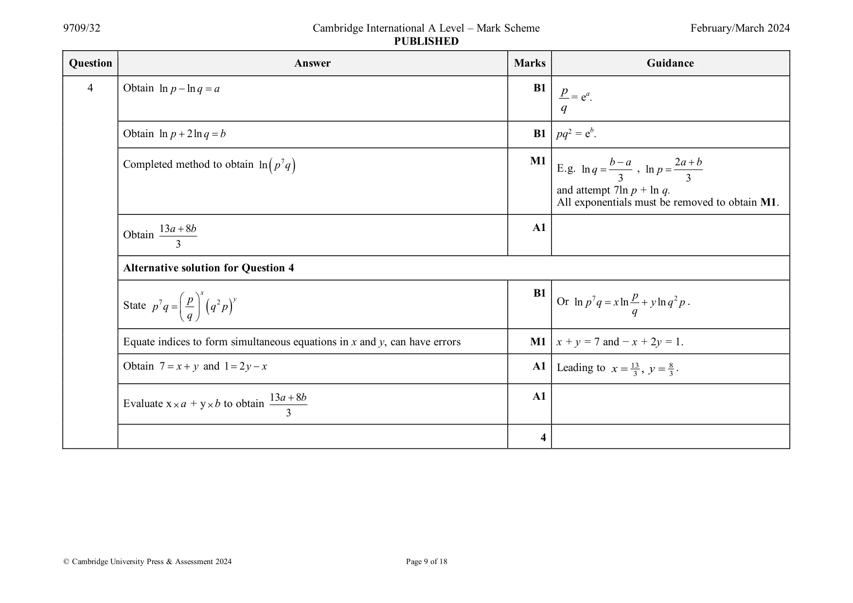 Mark scheme, page 9 of 18