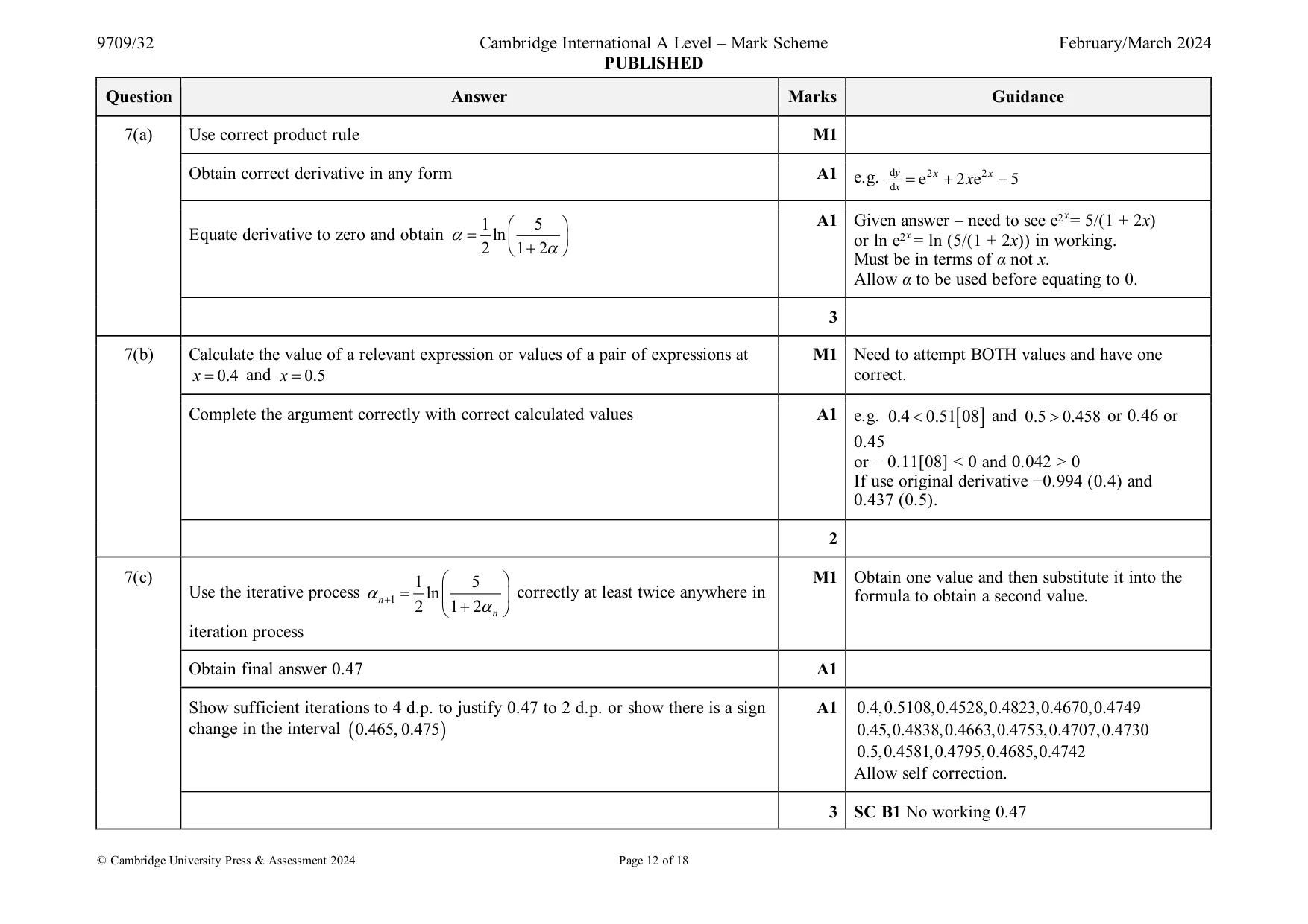 Mark scheme, page 12 of 18
