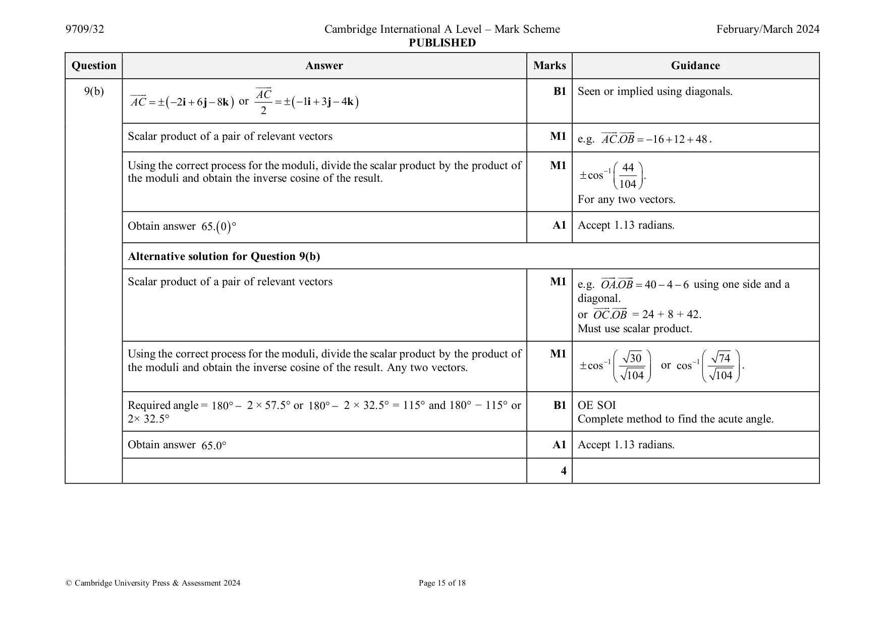 Mark scheme, page 15 of 18