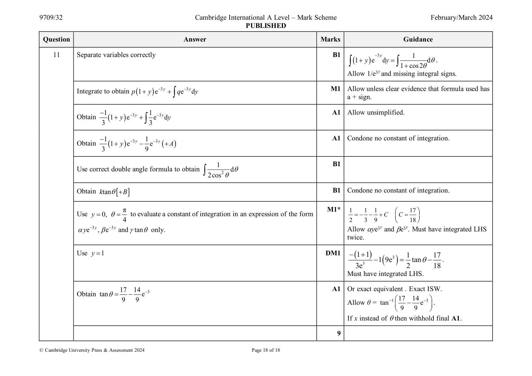 Mark scheme, page 18 of 18