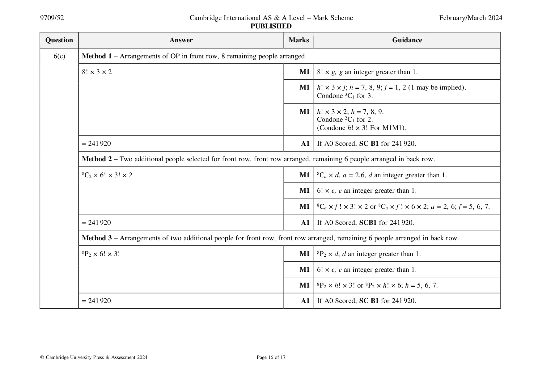 Mark scheme, page 16 of 17