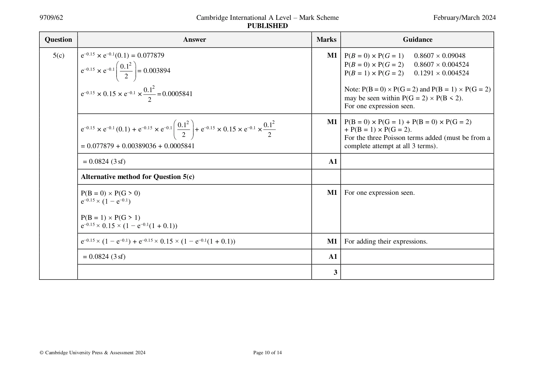 Mark scheme, page 10 of 14
