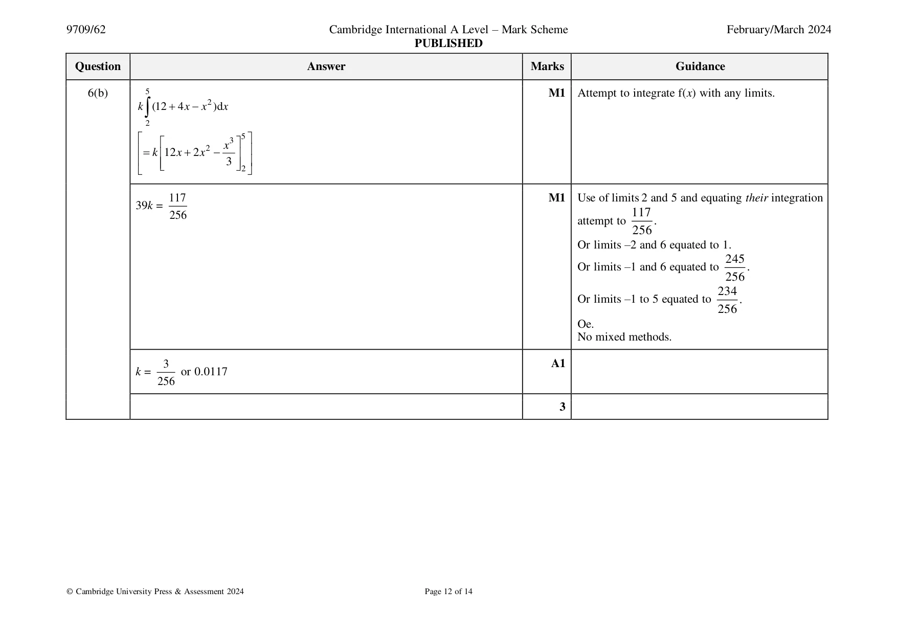 Mark scheme, page 12 of 14
