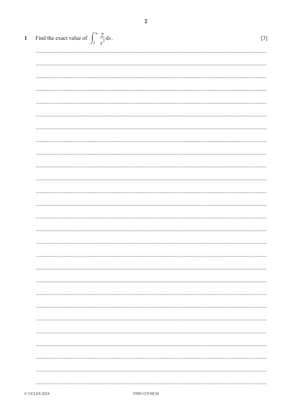 Cambridge A Level Mathematics 9709 2024 Feb/March Paper 1 · Variant 2 question paper, page 2 of 16