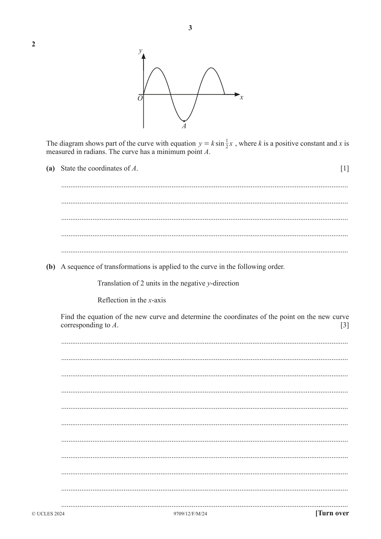 Cambridge A Level Mathematics 9709 2024 Feb/March Paper 1 · Variant 2 question paper, page 3 of 16