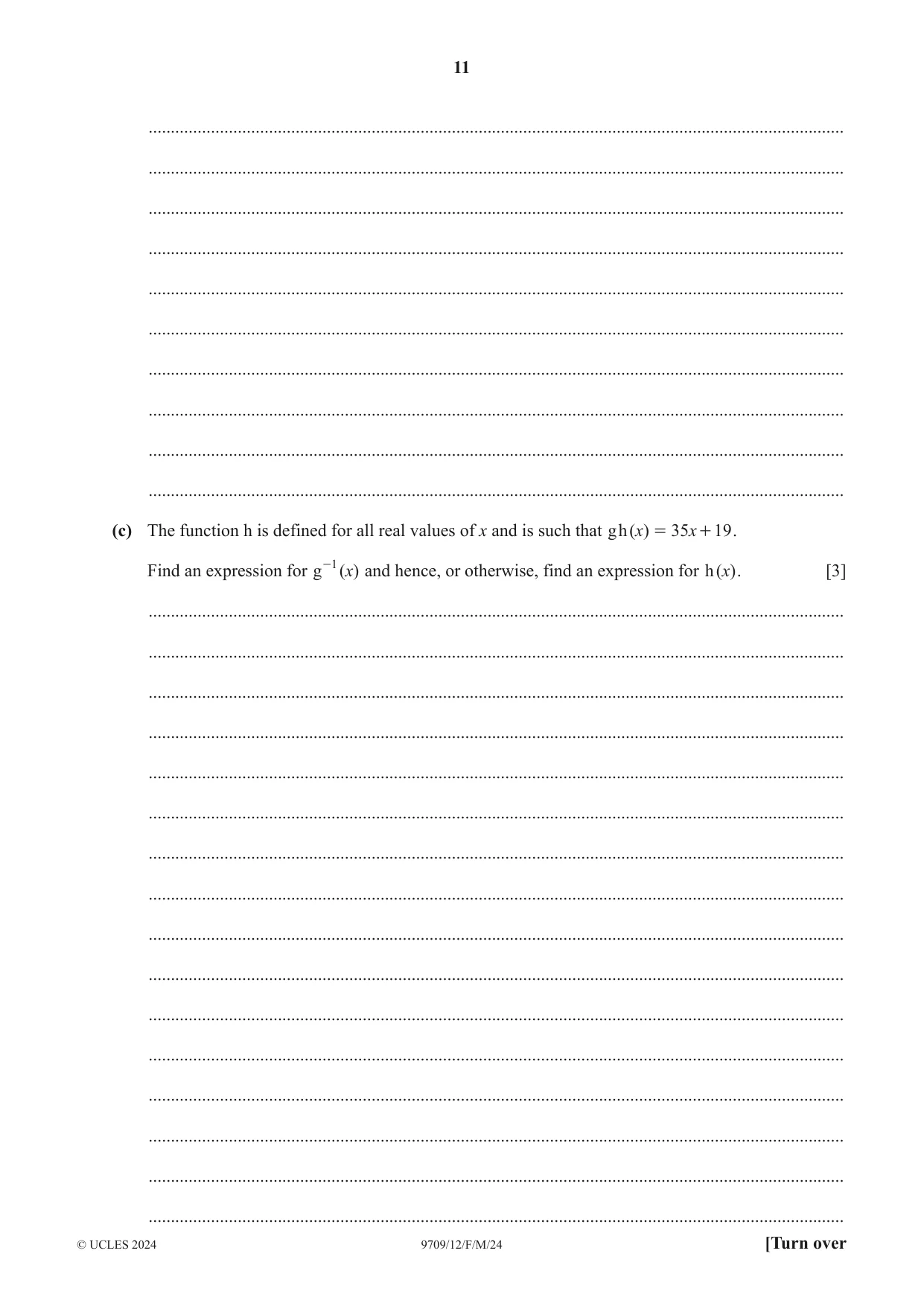 Cambridge A Level Mathematics 9709 2024 Feb/March Paper 1 · Variant 2 question paper, page 11 of 16