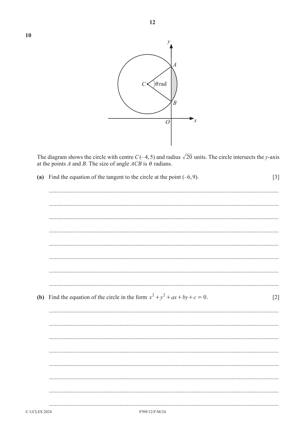Cambridge A Level Mathematics 9709 2024 Feb/March Paper 1 · Variant 2 question paper, page 12 of 16