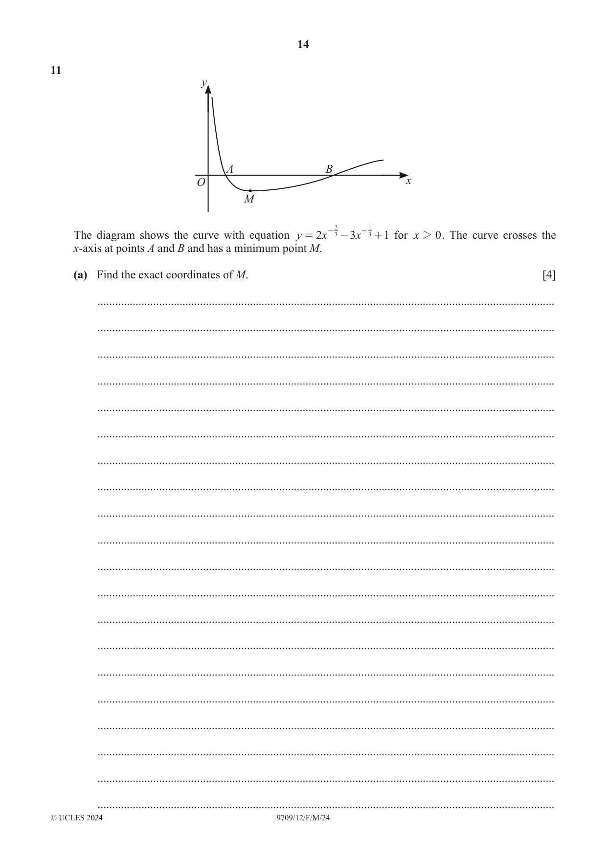 Cambridge A Level Mathematics 9709 2024 Feb/March Paper 1 · Variant 2 question paper, page 14 of 16