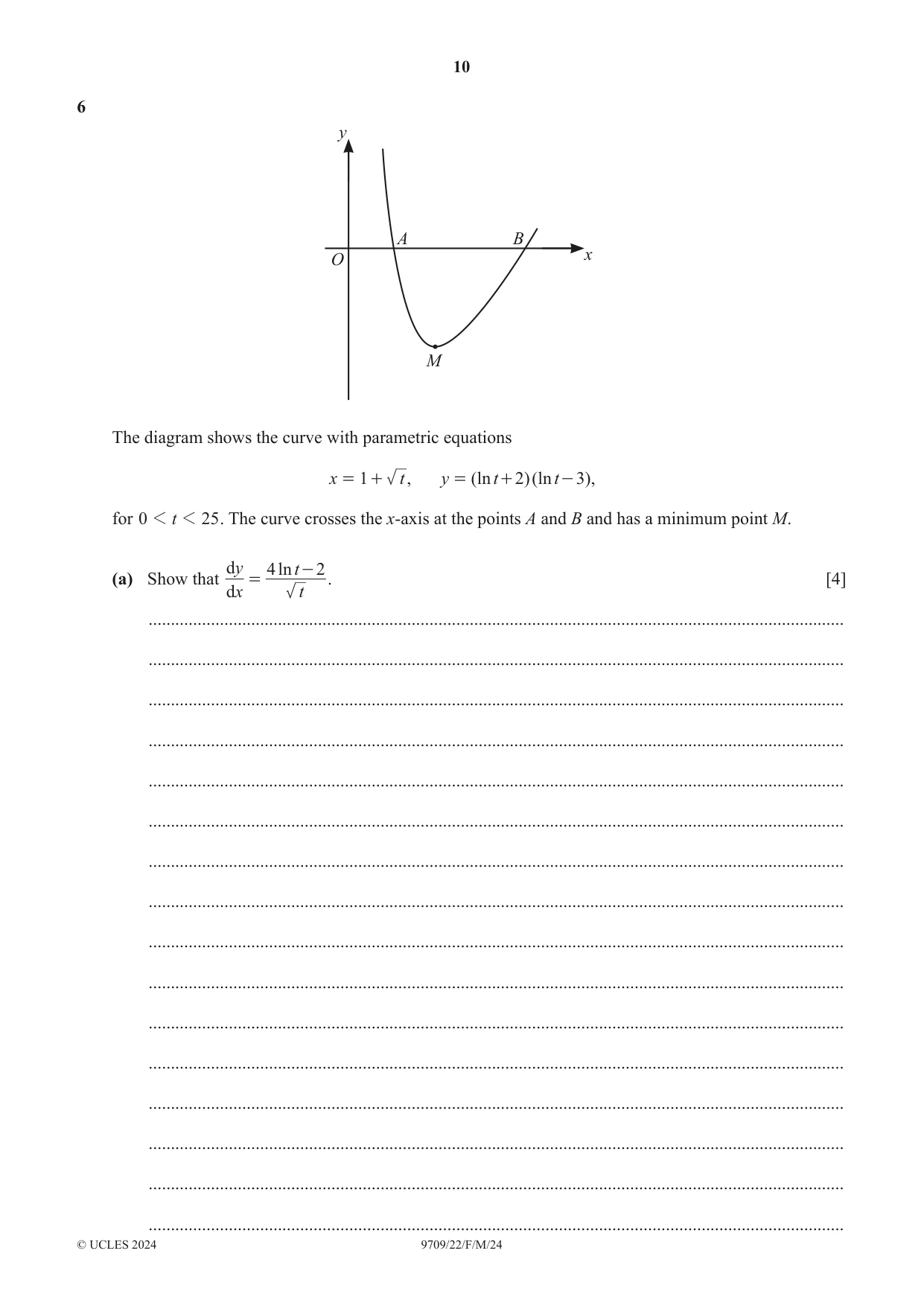Cambridge A Level Mathematics 9709 2024 Feb/March Paper 2 · Variant 2 question paper, page 10 of 16