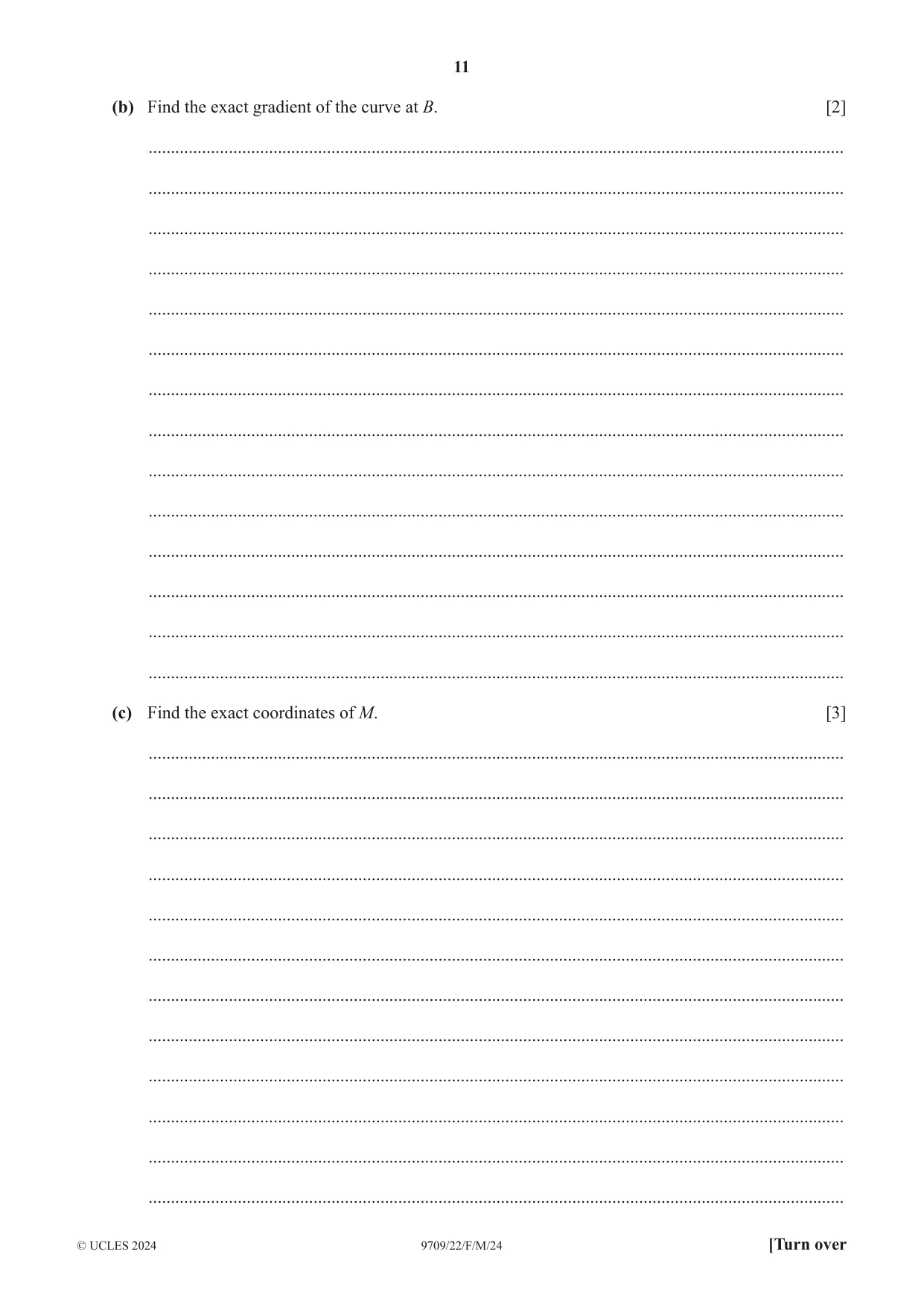 Cambridge A Level Mathematics 9709 2024 Feb/March Paper 2 · Variant 2 question paper, page 11 of 16