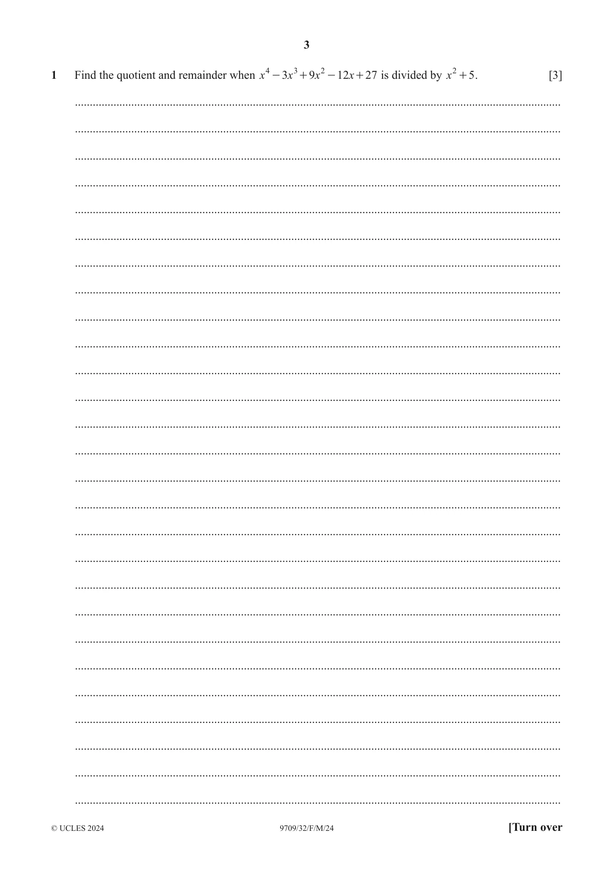 Cambridge A Level Mathematics 9709 2024 Feb/March Paper 3 · Variant 2 question paper, page 3 of 20