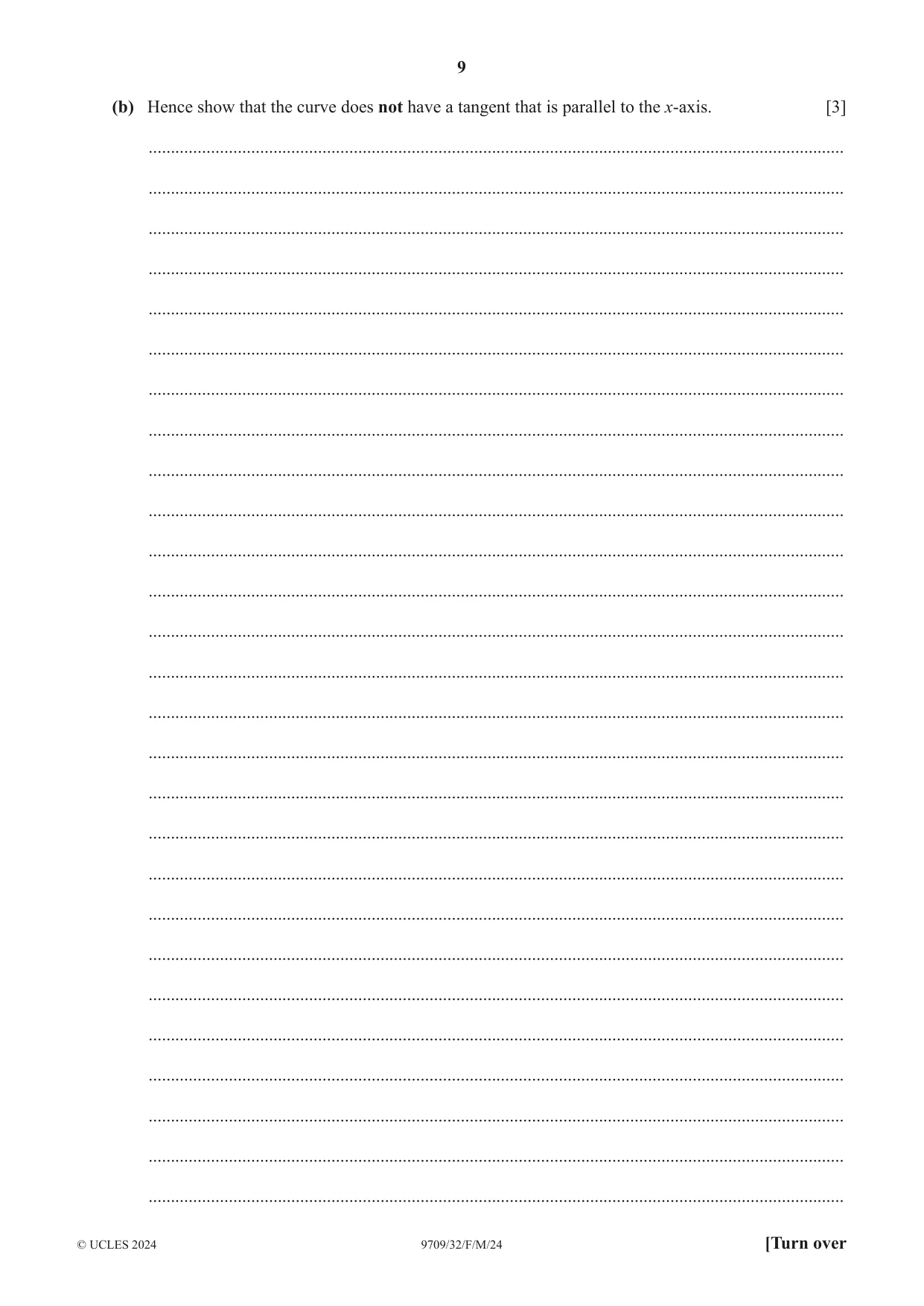 Cambridge A Level Mathematics 9709 2024 Feb/March Paper 3 · Variant 2 question paper, page 9 of 20