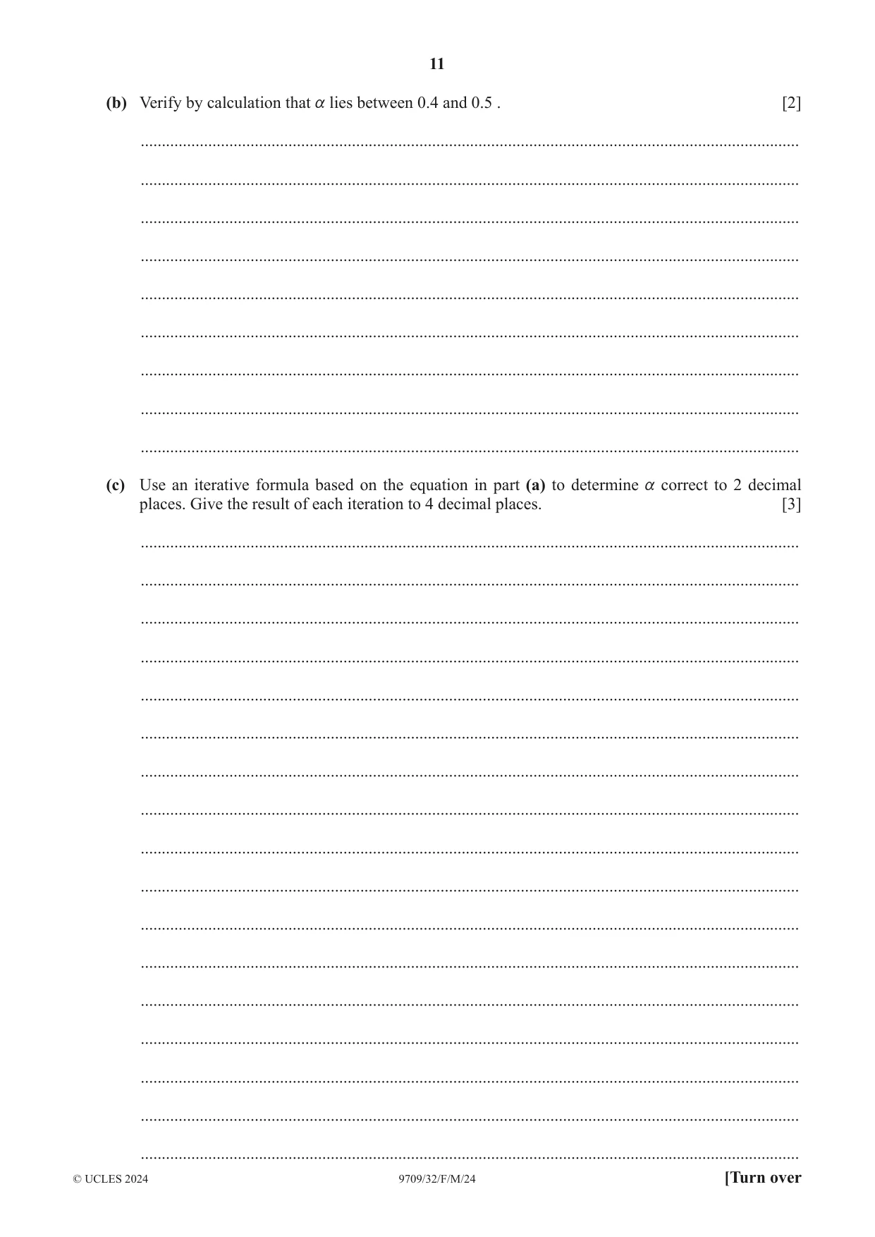 Cambridge A Level Mathematics 9709 2024 Feb/March Paper 3 · Variant 2 question paper, page 11 of 20