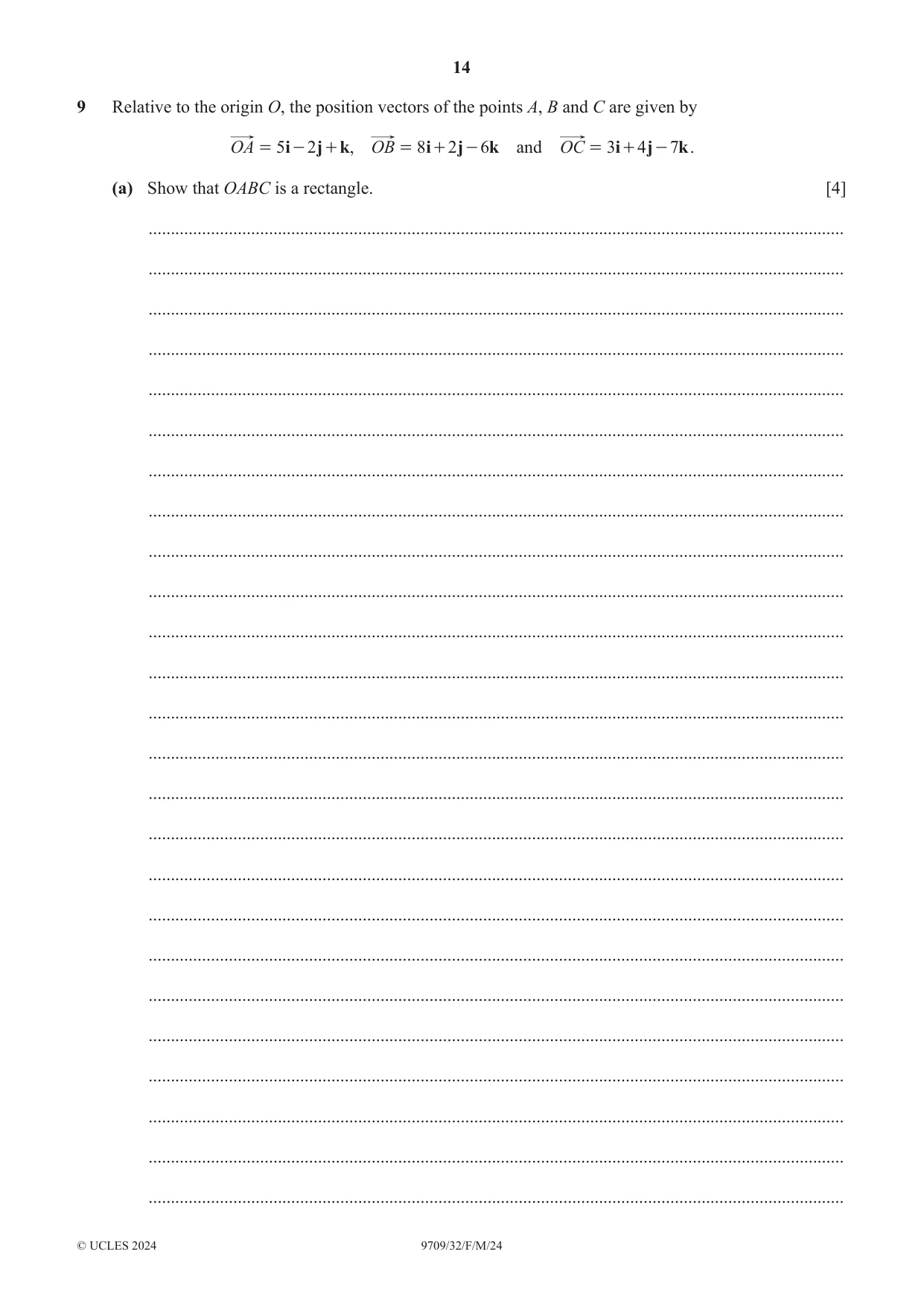 Cambridge A Level Mathematics 9709 2024 Feb/March Paper 3 · Variant 2 question paper, page 14 of 20
