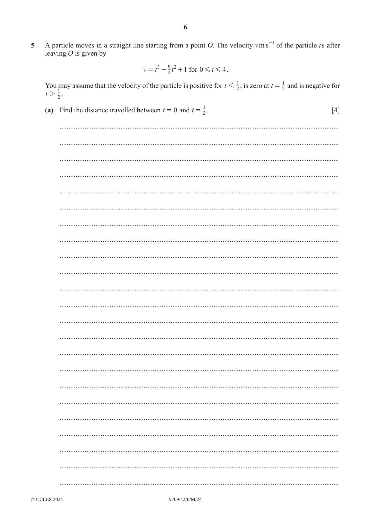 Cambridge A Level Mathematics 9709 2024 Feb/March Paper 4 · Variant 2 question paper, page 6 of 12