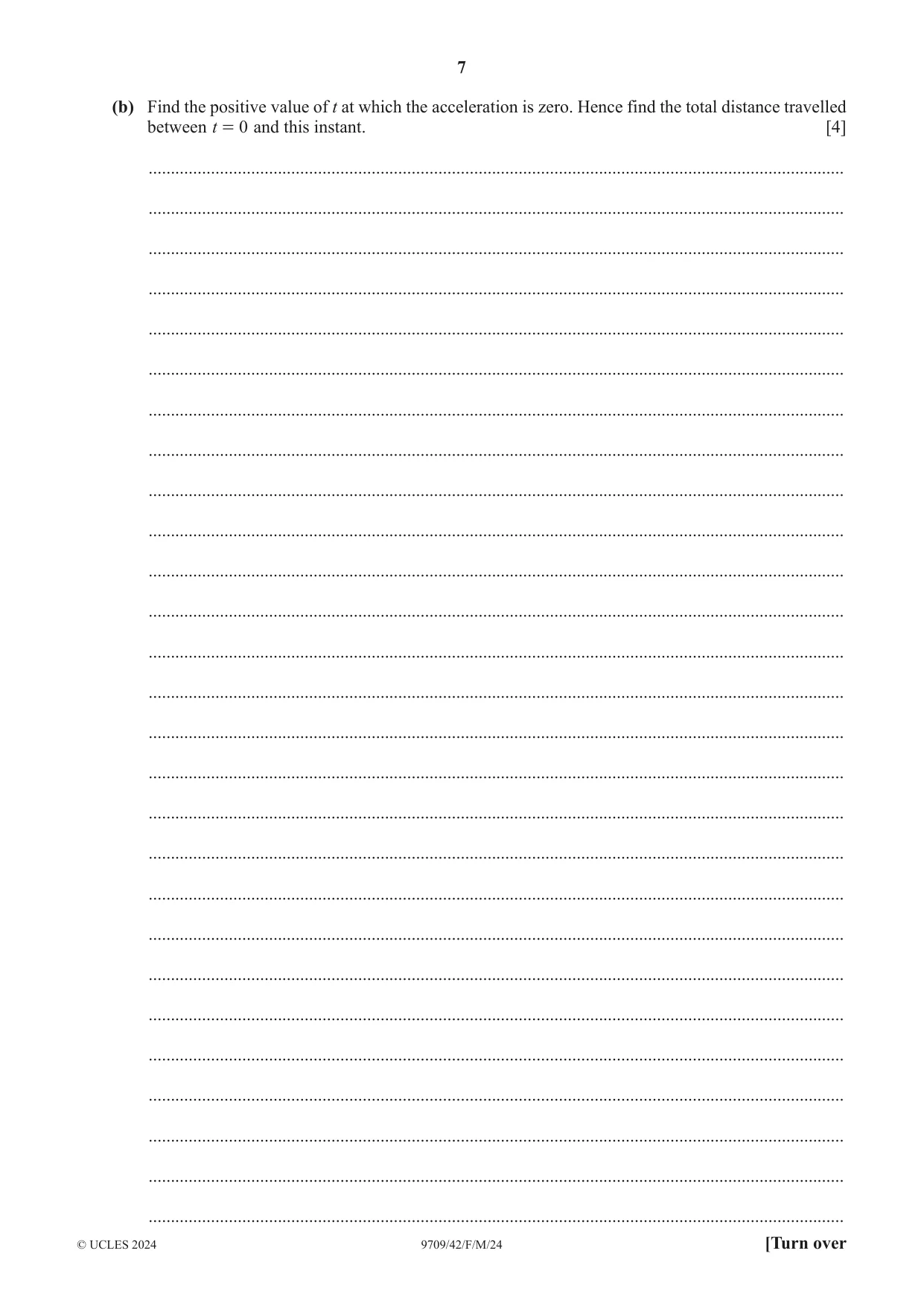 Cambridge A Level Mathematics 9709 2024 Feb/March Paper 4 · Variant 2 question paper, page 7 of 12