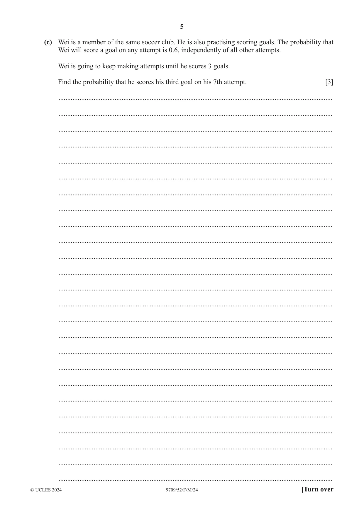 Cambridge A Level Mathematics 9709 2024 Feb/March Paper 5 · Variant 2 question paper, page 5 of 16