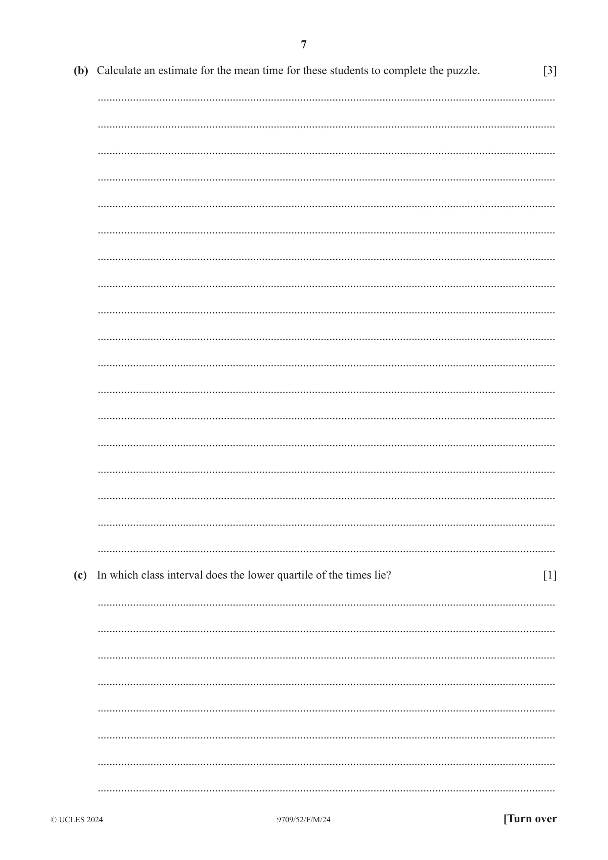 Cambridge A Level Mathematics 9709 2024 Feb/March Paper 5 · Variant 2 question paper, page 7 of 16